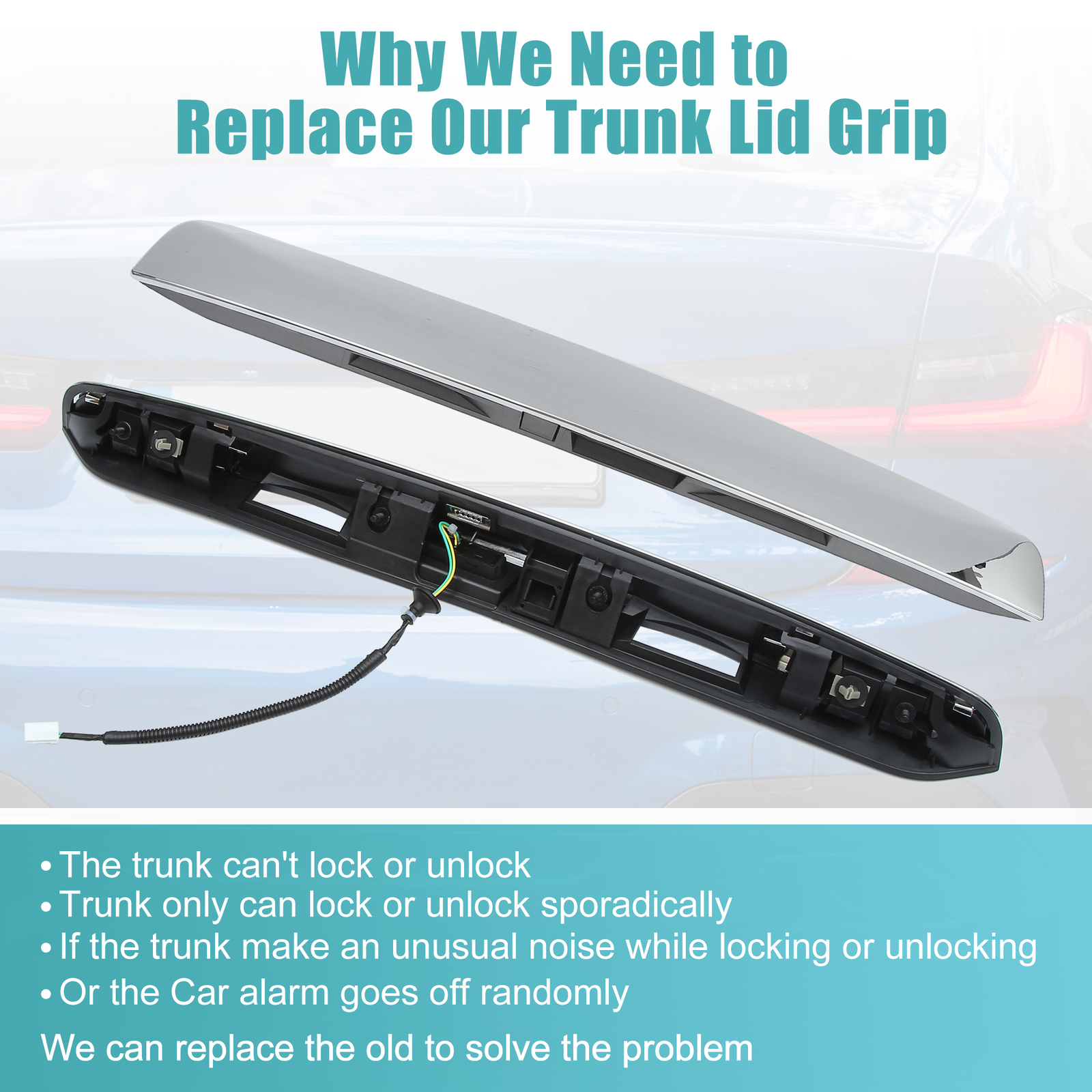 Rear Trunk Hatch Handle Trunk Lid Grip for Nissan Pathfinder13-19 Chrome Garnish