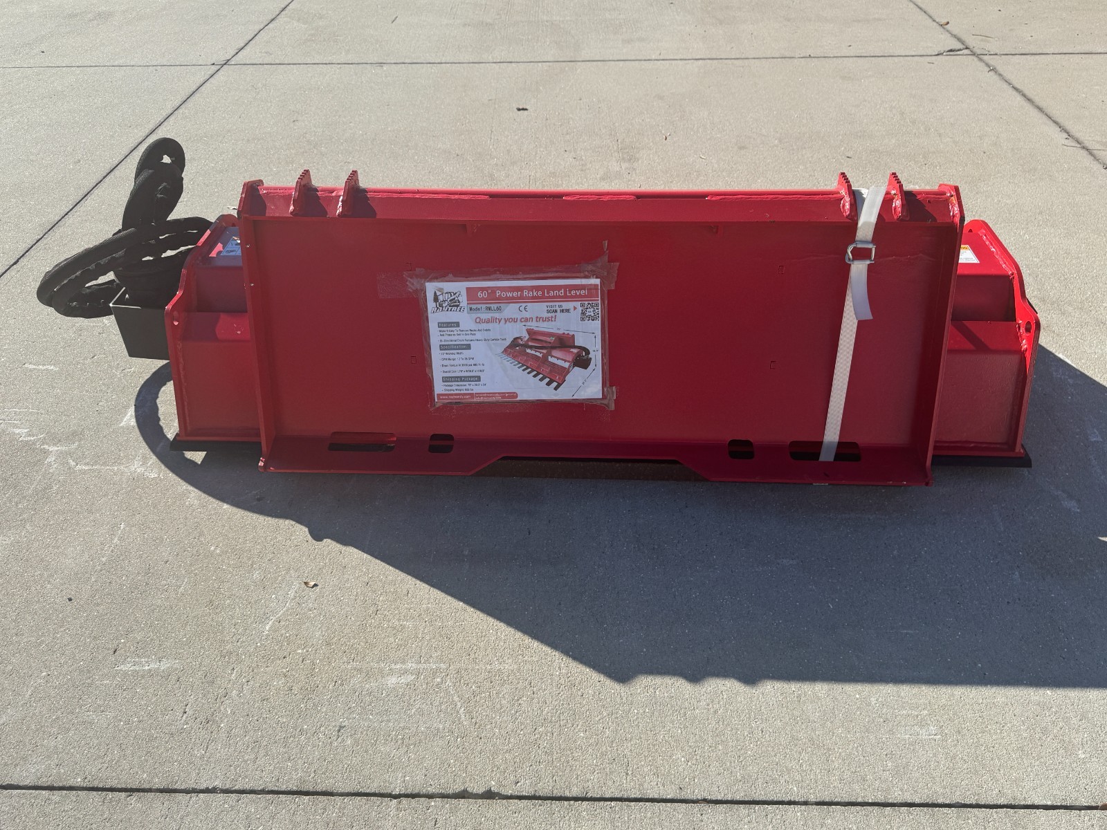 Skid Steer Soil Conditioner 60" Land Leveler Power Rake Carbide Teeth 12 GPM