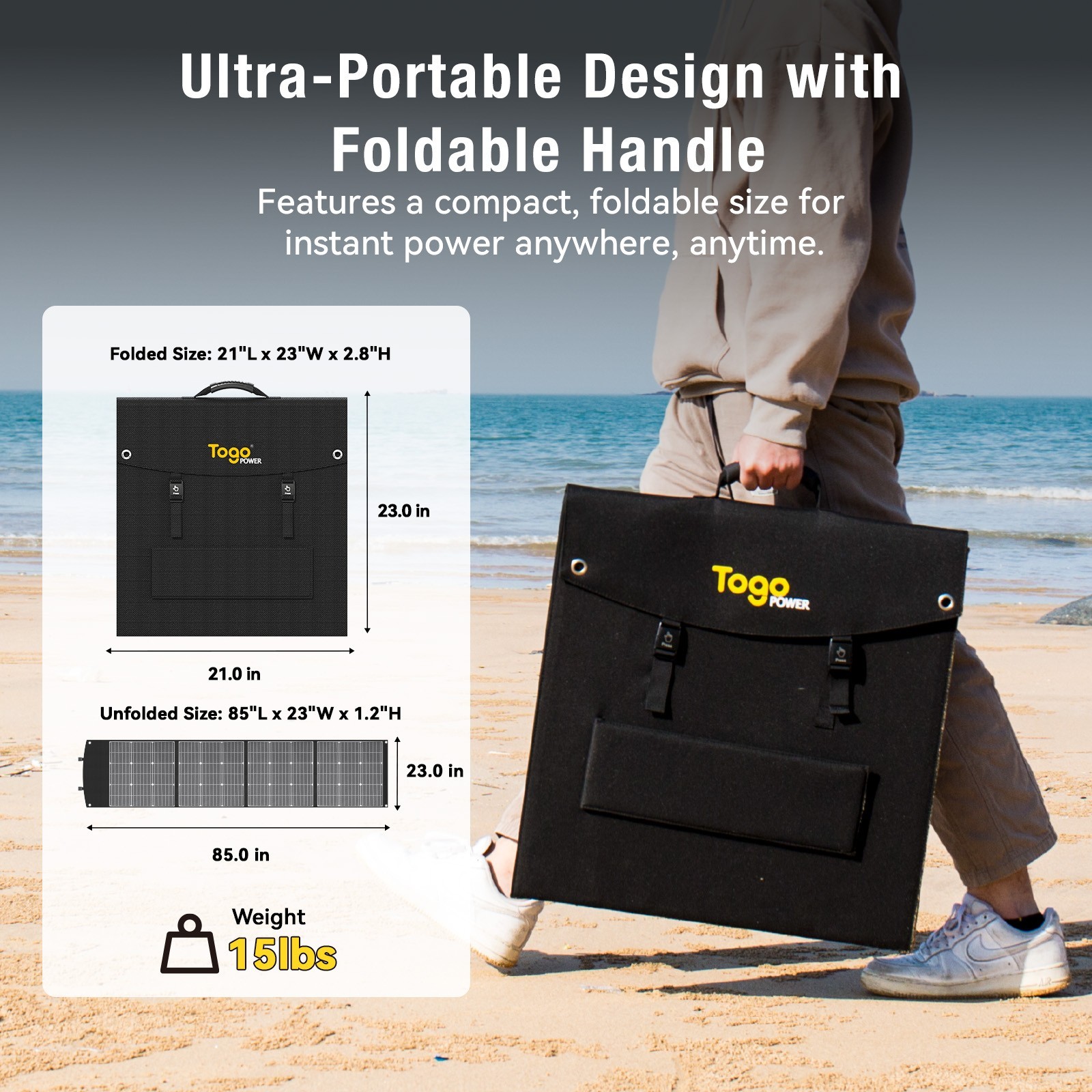 200W Bifacial Portable Solar Panel, Bend Resistant Foldable Solar Panel 200Watt