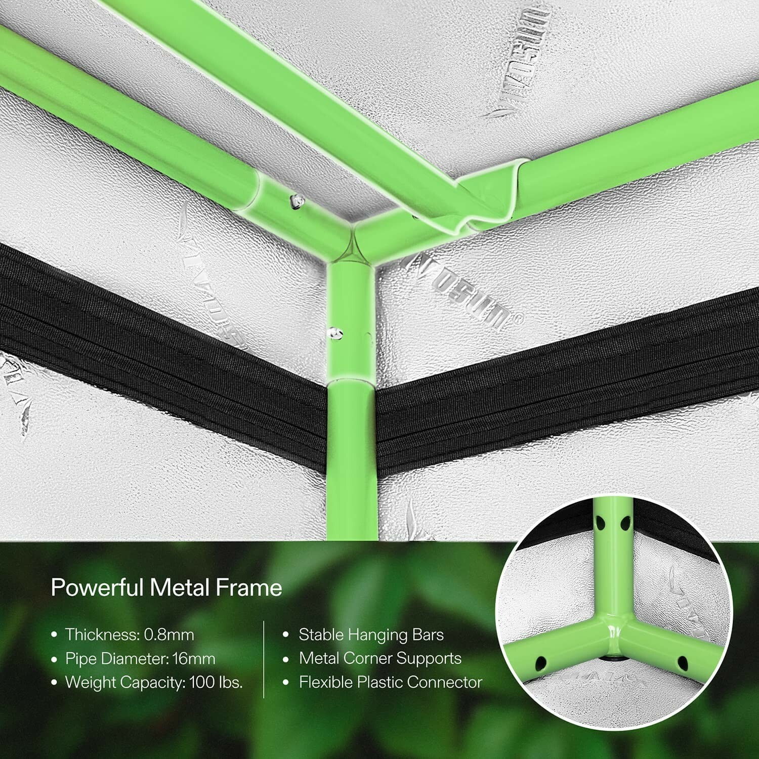 S558 5'x5' Indoor Grow Tent Non Toxic Mylar 100% Reflect 60"X60"X80" 6-10 Plants