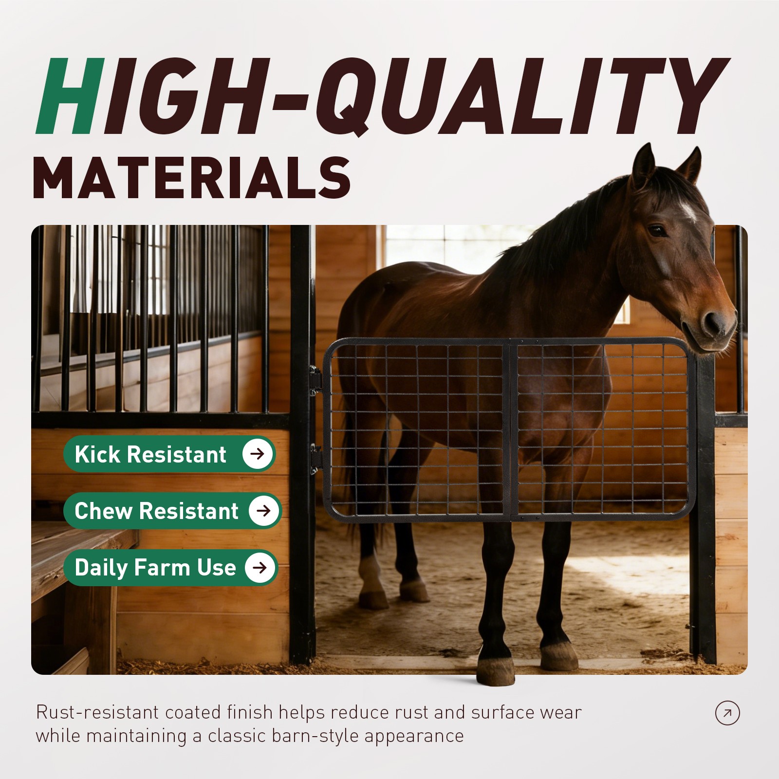 48"x24" Steel Horse Stall Gate Powder Coated Livestock Stall Guard for Barn Farm