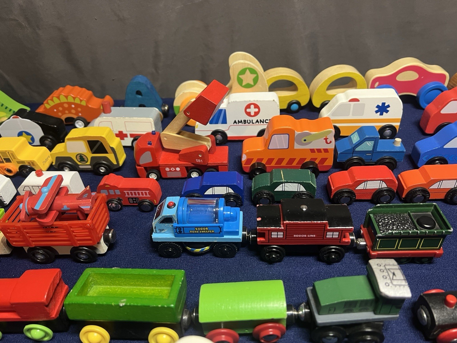HUGE Lot Of 75 Wooden Trains Planes & Automobiles Various Brands Vtg-Now