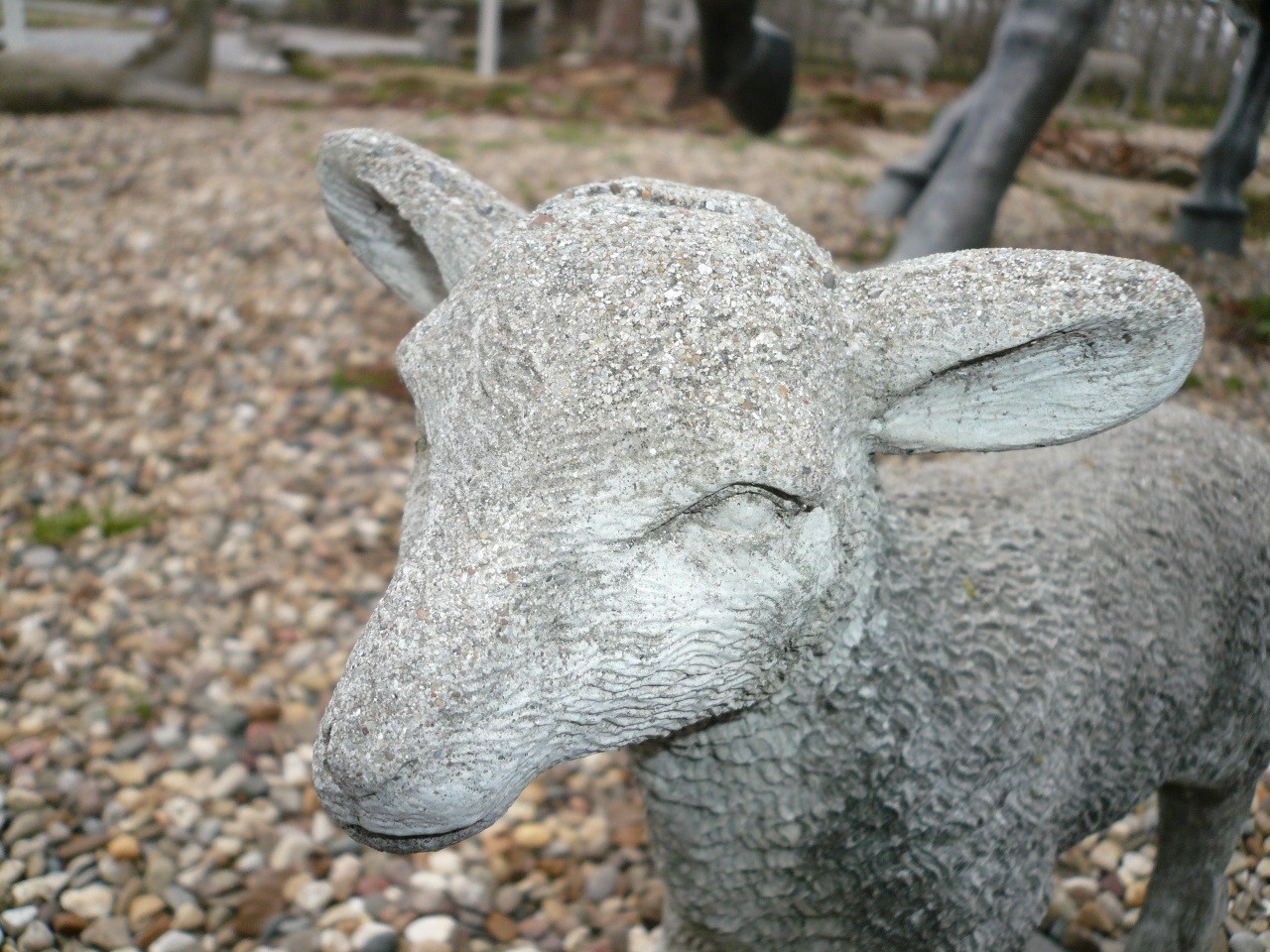 CUTEST EVER VINTAGE CEMENT/CONCRETE BABY GARDEN ORNAMENT LAMB 12" TALL