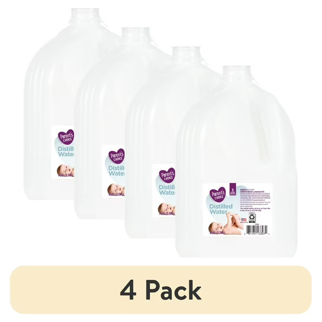 (4 Pack) Parent’s Choice Distilled Water, 1 Gallon