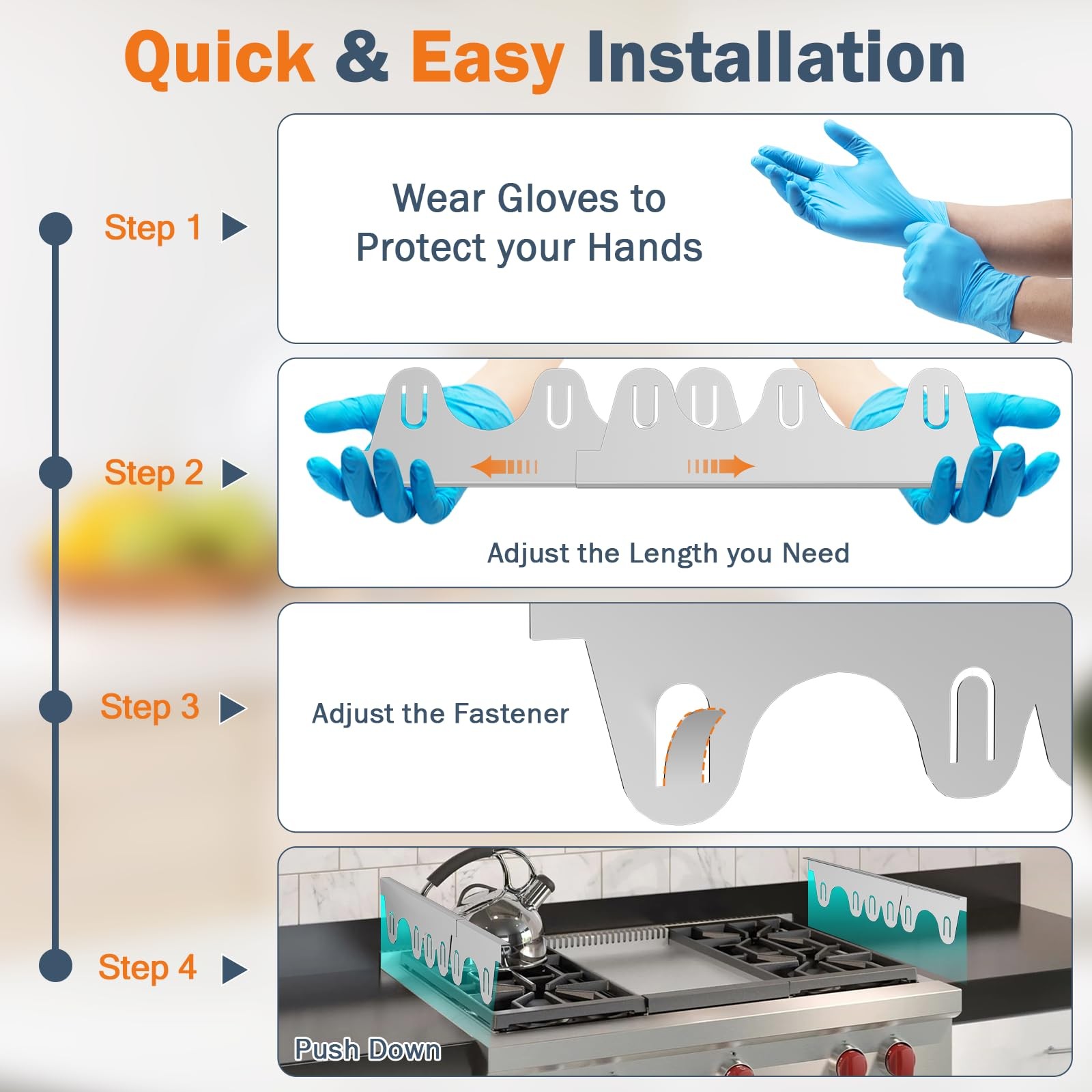 Stove Gap Covers Stainless Steel, 2Pack Retractable Stove Gap Filler (13.8"–2...