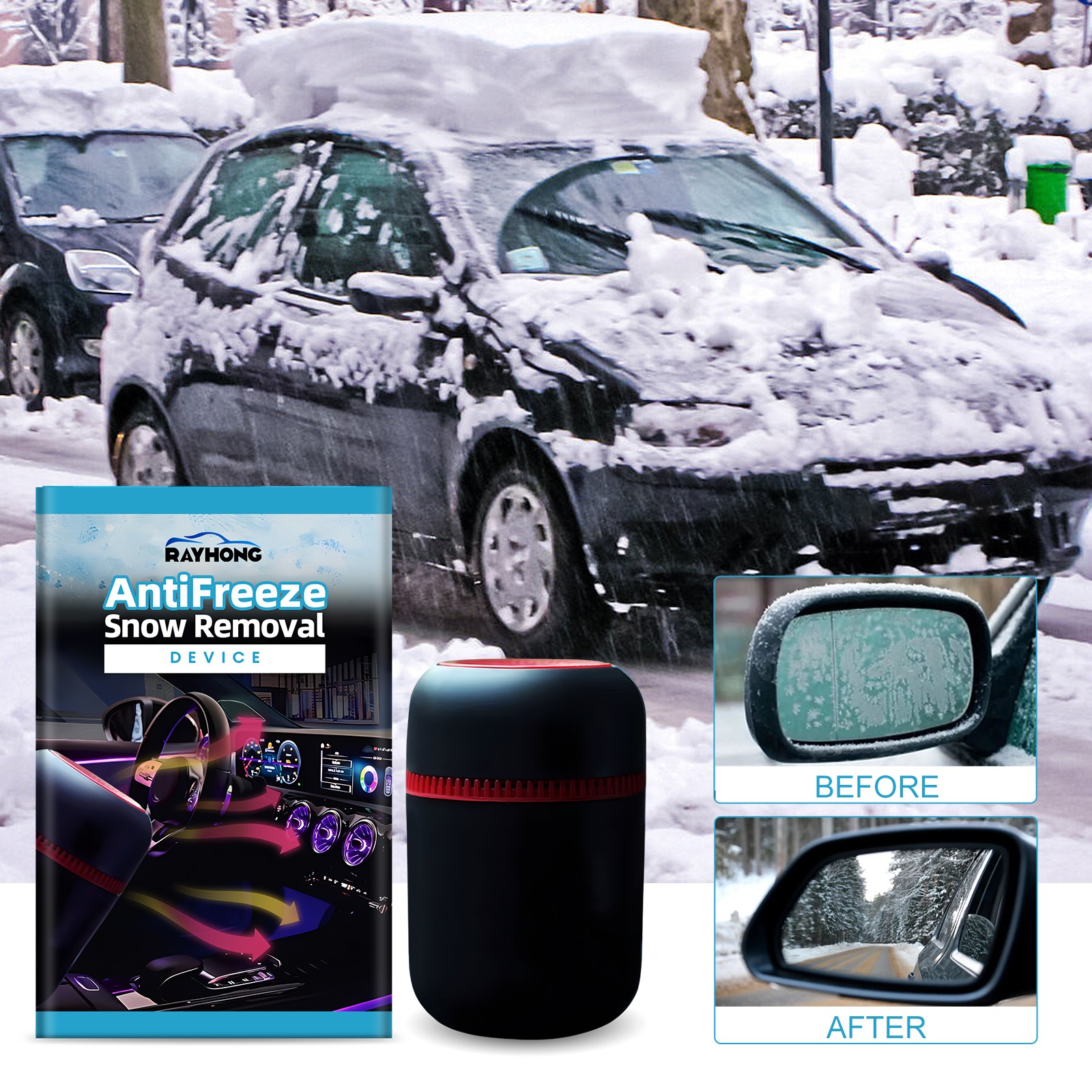 Car Windshield Defroster De-icer, Portable Heater for Quick Snow & Ice Removal