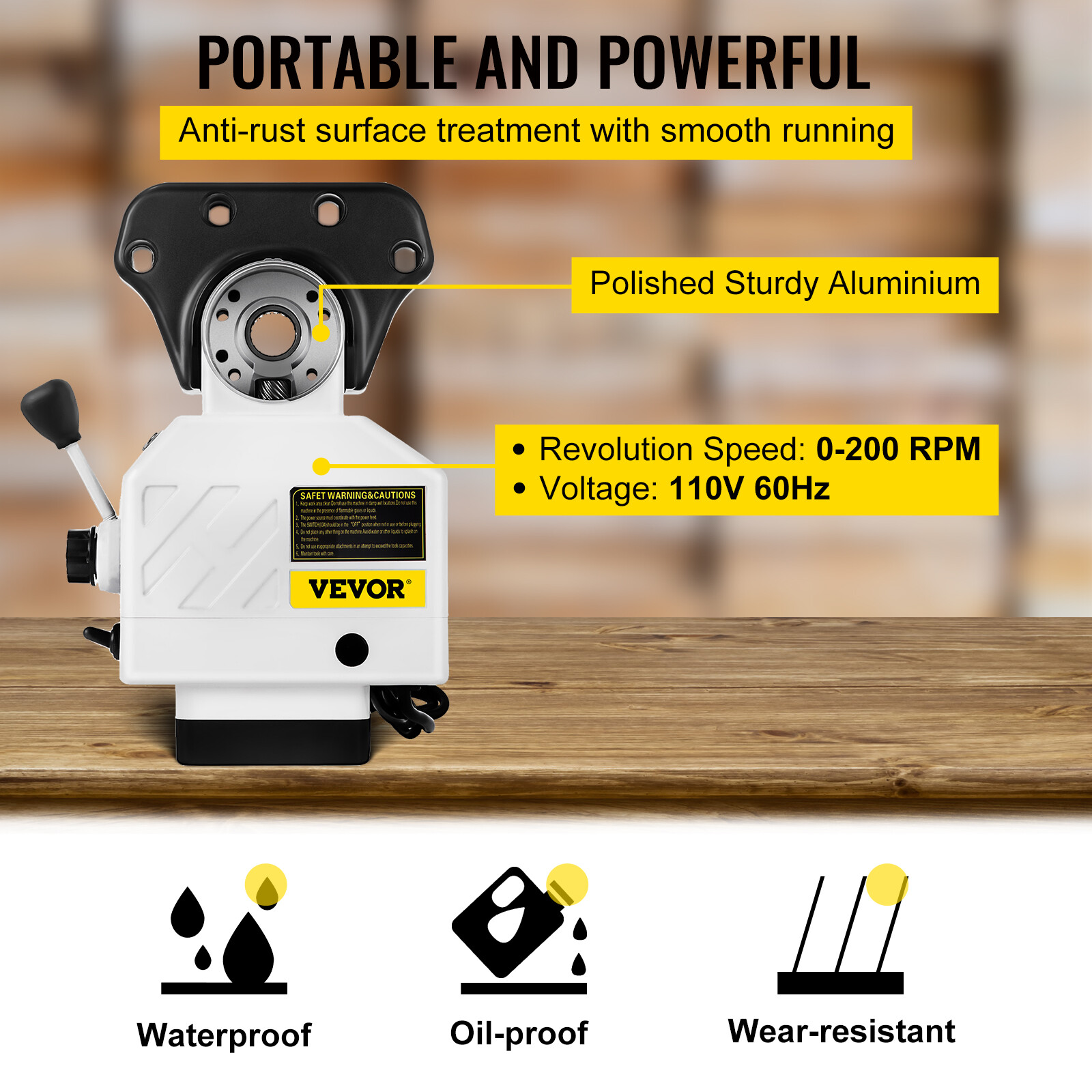 Power Feed X-Axis 150 Lbs Torque for Bridgeport Type Milling Machines 0-200 RPM
