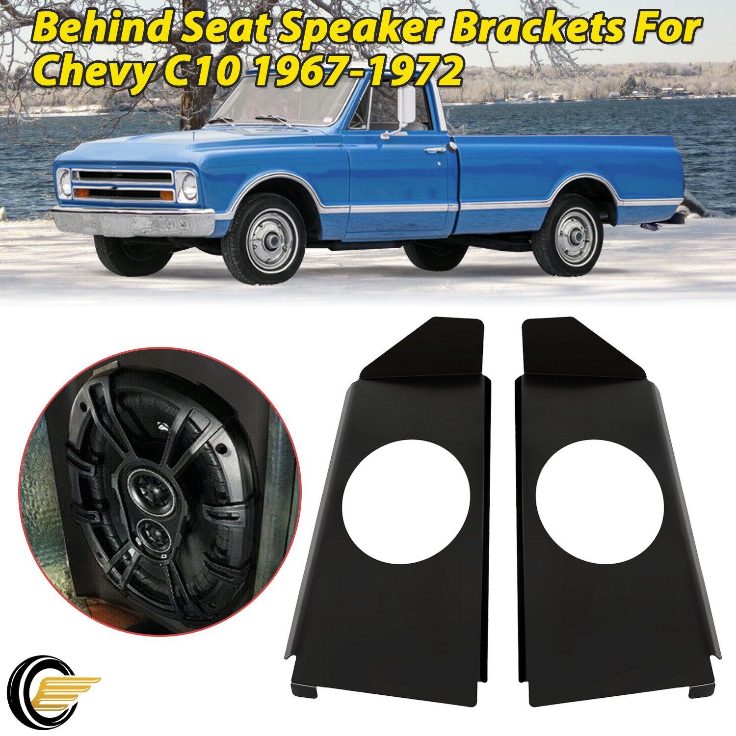 Behind Seat Speaker Brackets For Chevy C10 1967-1972 Square body 6×9 Speakers