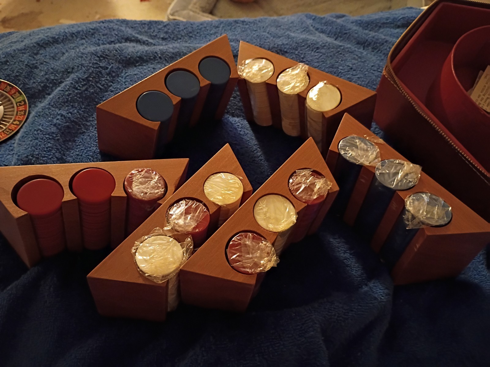 8" Vintage Bakelite Roulette Wheel Ap Games 900 Chips Ball Rumpp Leather Case