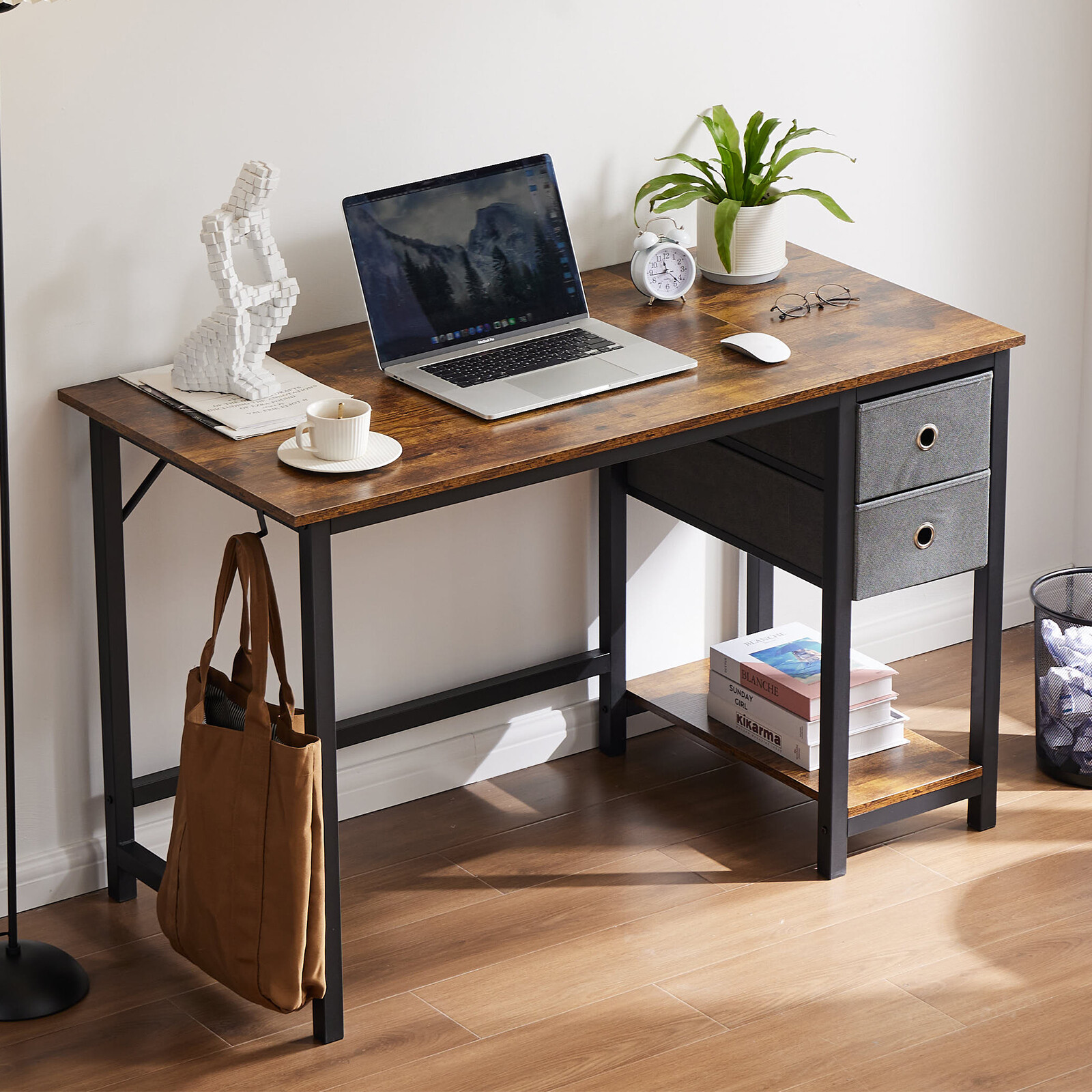 Home Office Computer Desk with 2 Storage Drawers, Hooks, PC Stand - 40"/47" Size