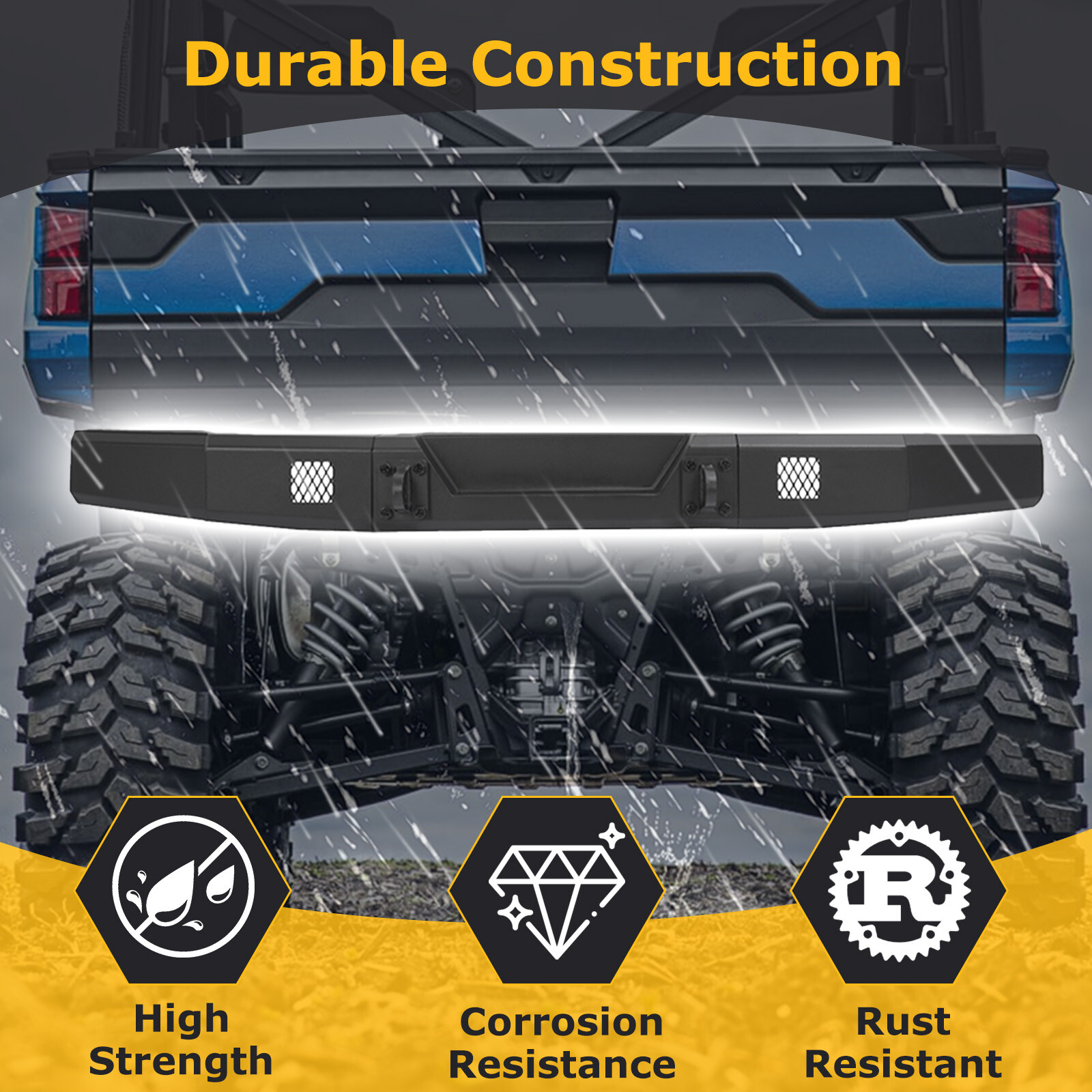 Rear Steel Bumper Powder Coated For Polaris Ranger 1000 /XP 1000 2018-2024 UTV