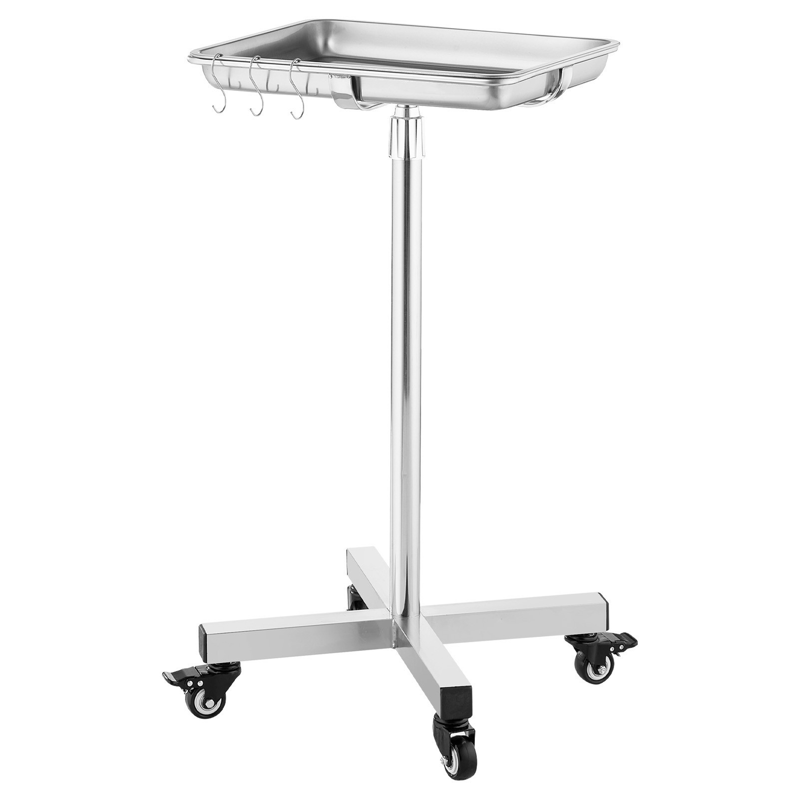 Mobile Mayo Stand Stainless Steel Mayo Tray 25.2"-39.8" with Removable Tray
