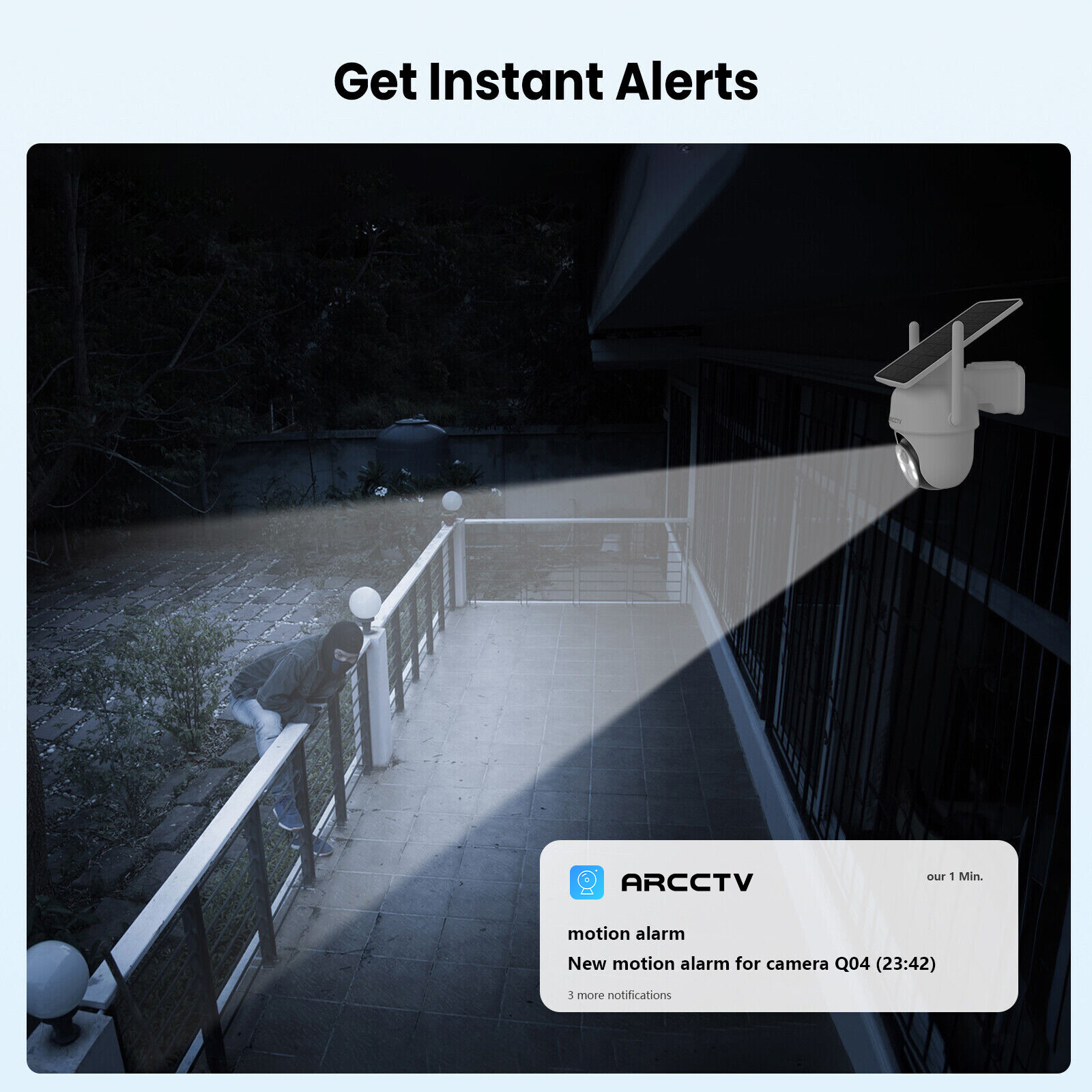 ARCCTV 4MP Outdoor Solar Security Camera System 360° PTZ Wireless Wifi Battery