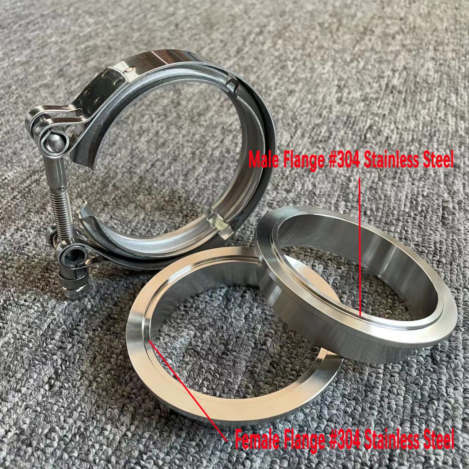 3 Inch 3.0" V Band Clamp Stainless Steel with Flange Male Female Mild Steel