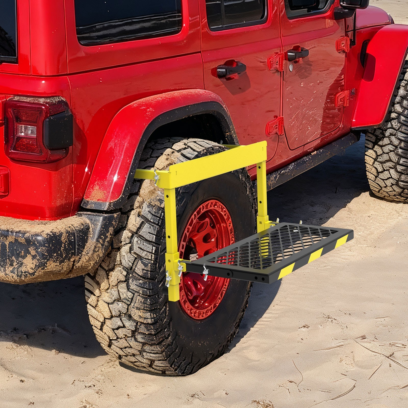 Adjustable Folding Truck Tire Step RV SUV Mounted Tirestep Over Wheel, Non-Slip