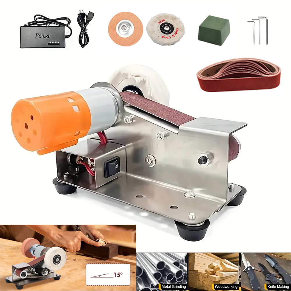 Mini Electric Belt Sander DIY Polishing Grinding Machine Cutter Edges Sharpener