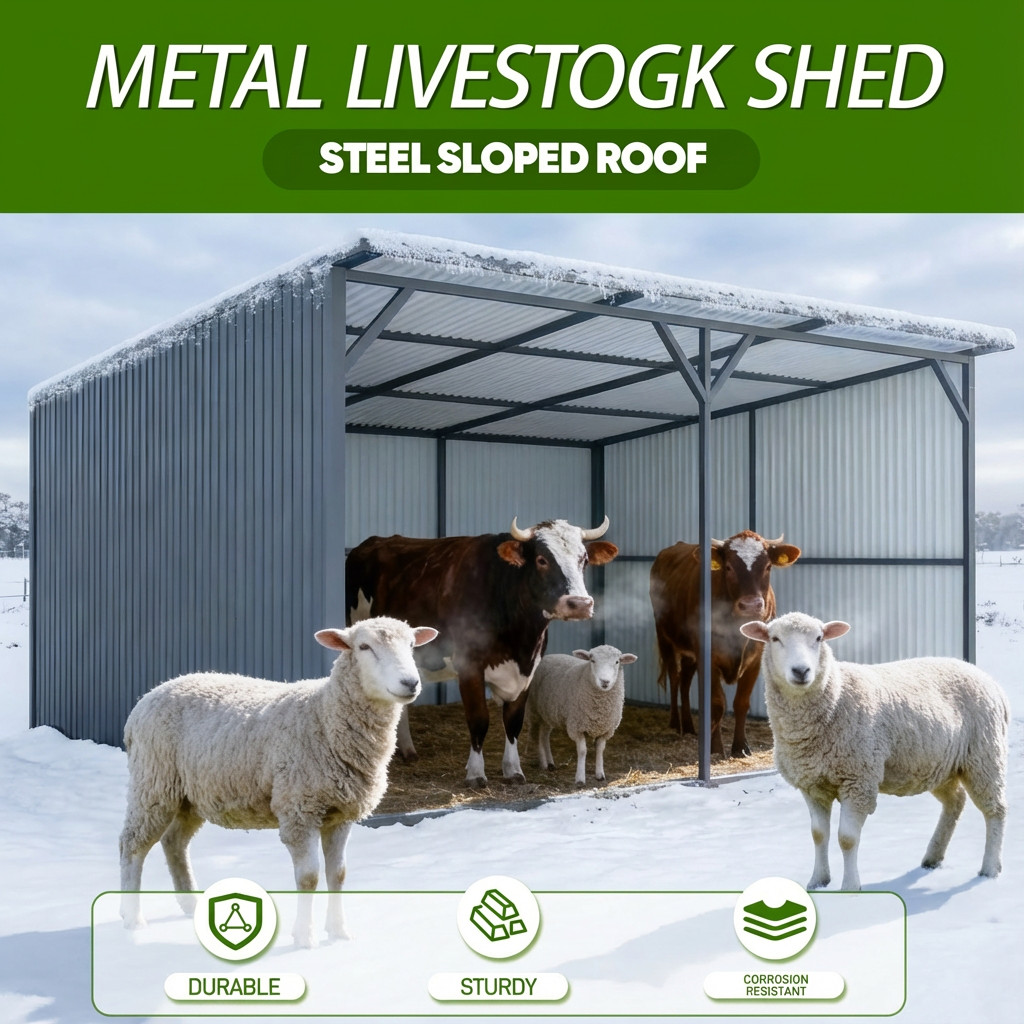 20'x12' Galvanized Metal Shed Livestock Shelter Farm Animal Shelter Goat CowShed