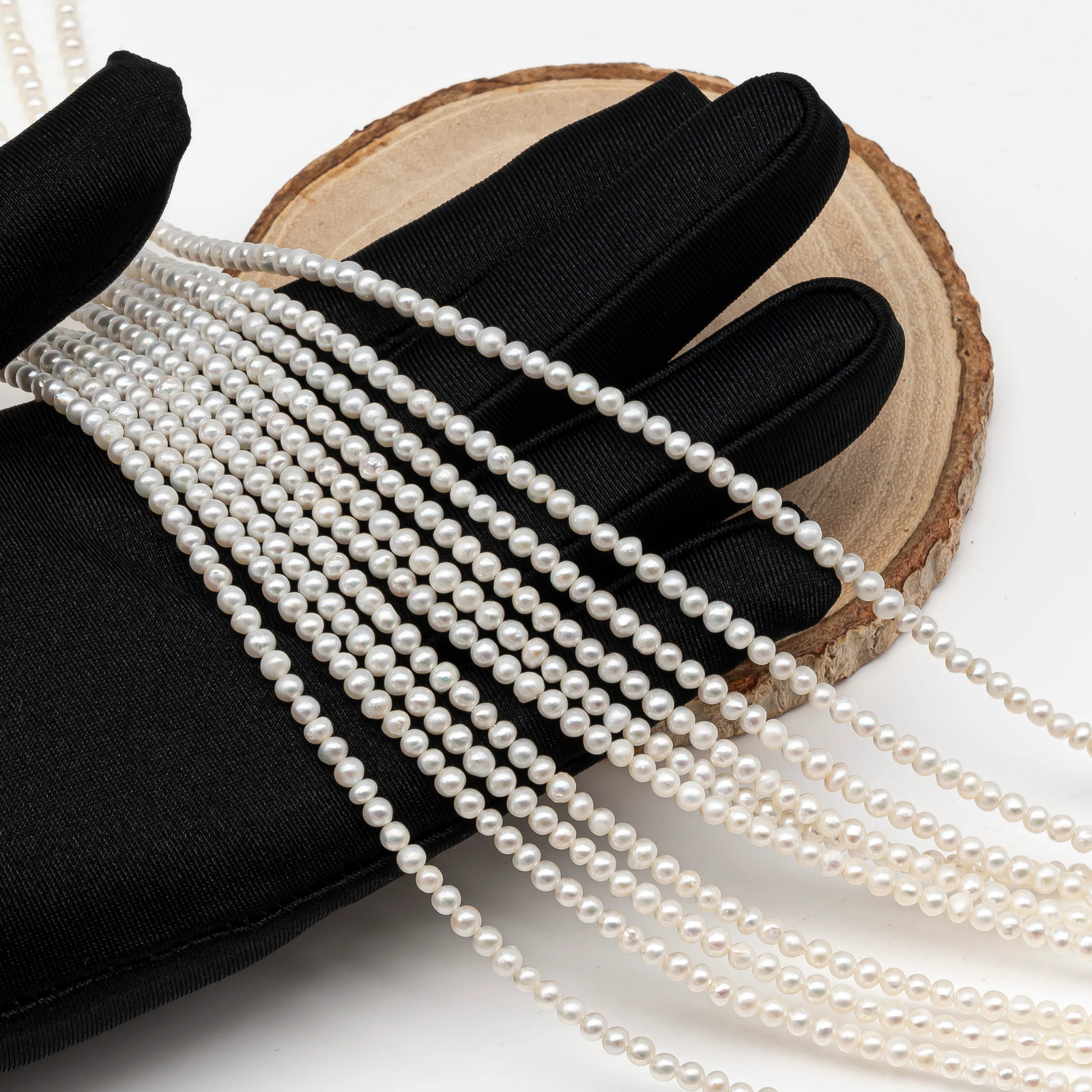 2.5-3mm or 3-4mm Freshwater Pearls Near Round Pearl Beads, White Color, Seed Pe