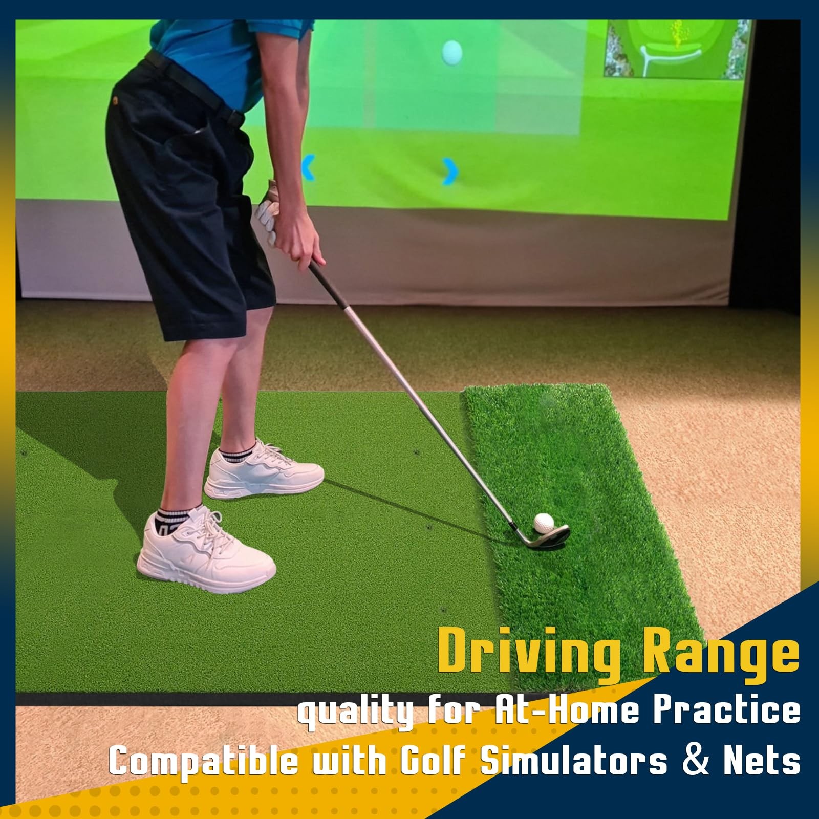 Dual-Turf Golf Mat 36mm 5x4ft/5x5ft Extra Thick Hitting Mats Practice Outdoor