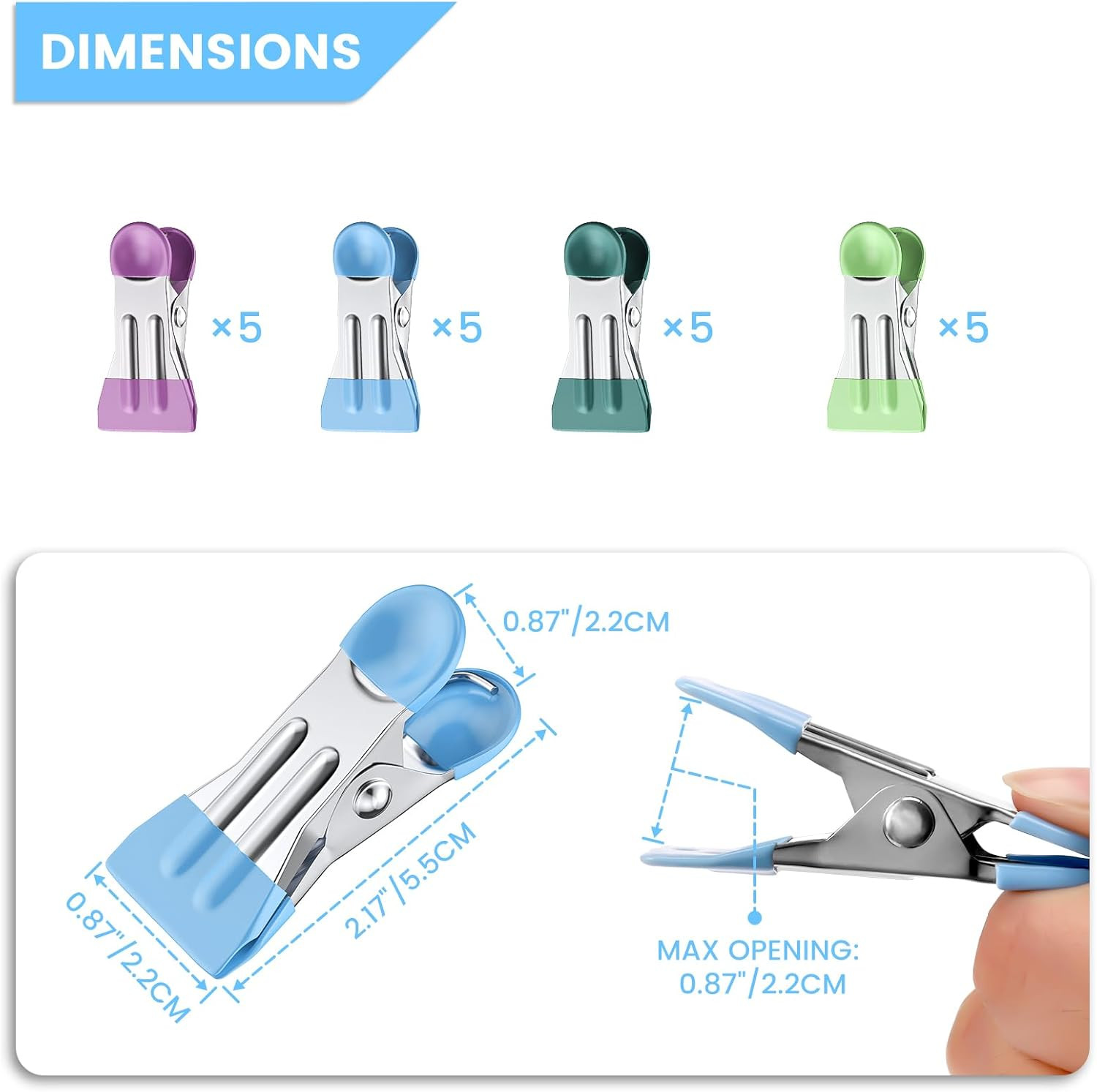 Clothes Pins, Chip Clips,Chip Clips Bag Clips Food Clips 20 Pcs,Towel Clips,Bag