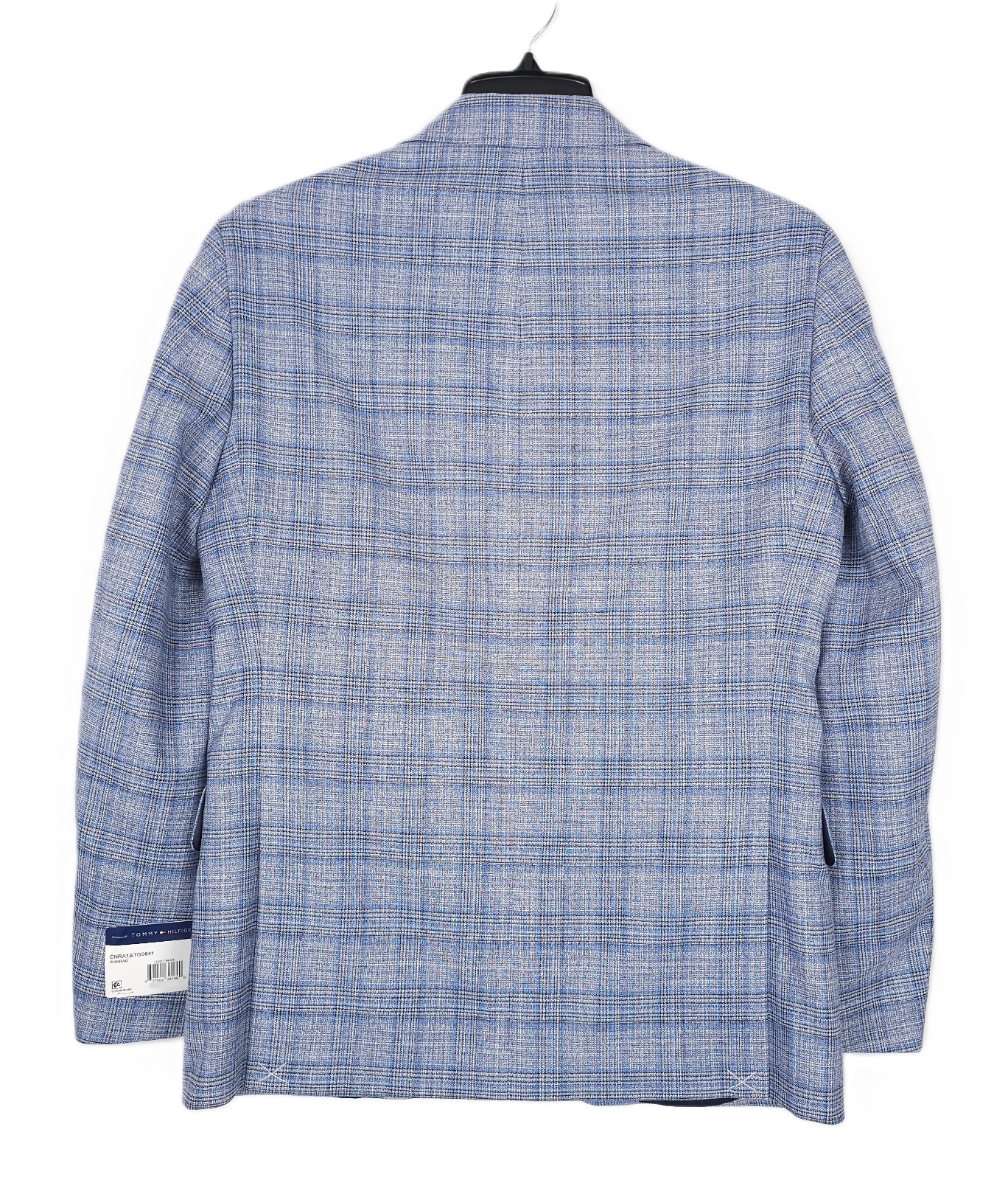 Tommy Hilfiger Mens Modern Fit Sport Coat 36S Light Blue Plaid Flex Stretch NWT