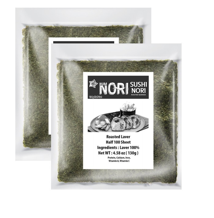 100 Seaweed Sheets, Half Cut Size for Sushi, or Kimbap, Roasted Seaweed (2Packs)