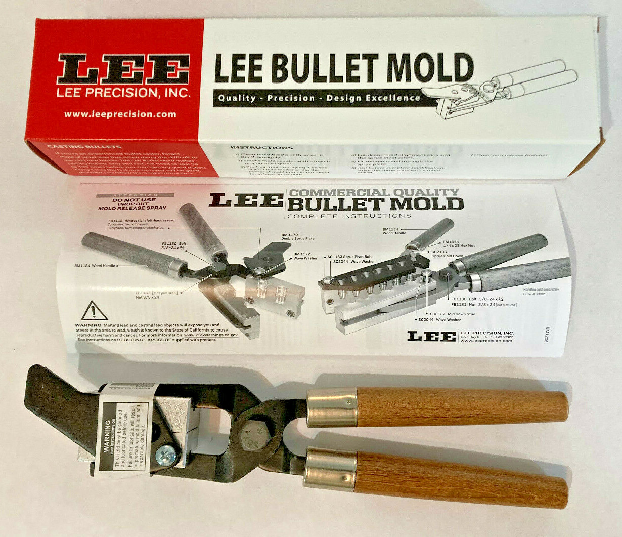 LEE 90442 2 Cavity BULLET MOLD Dia .454 Dia 140 Gr Round Ball .44 Caliber