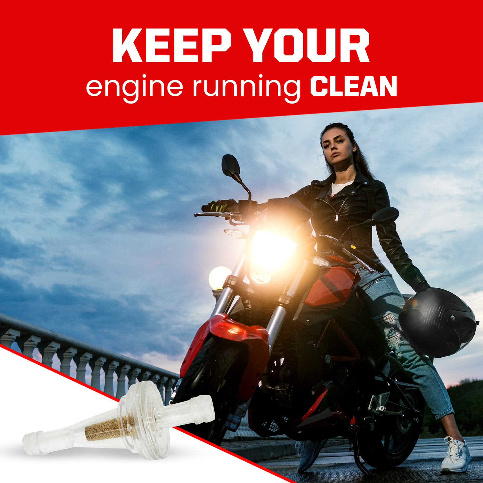 Outlaw Racing Clear Inline Gas Fuel Filters Motorcycle Scooter ATV 1/4" (4 Pack)