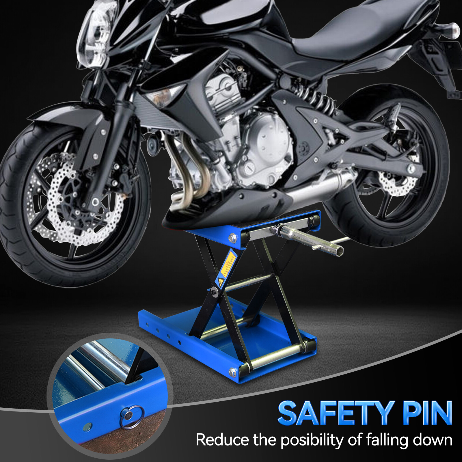 Heavy Duty Motorcycle 1100lb Scissor Jack Lift Wide Deck Hoist Stand ATV Bike BL