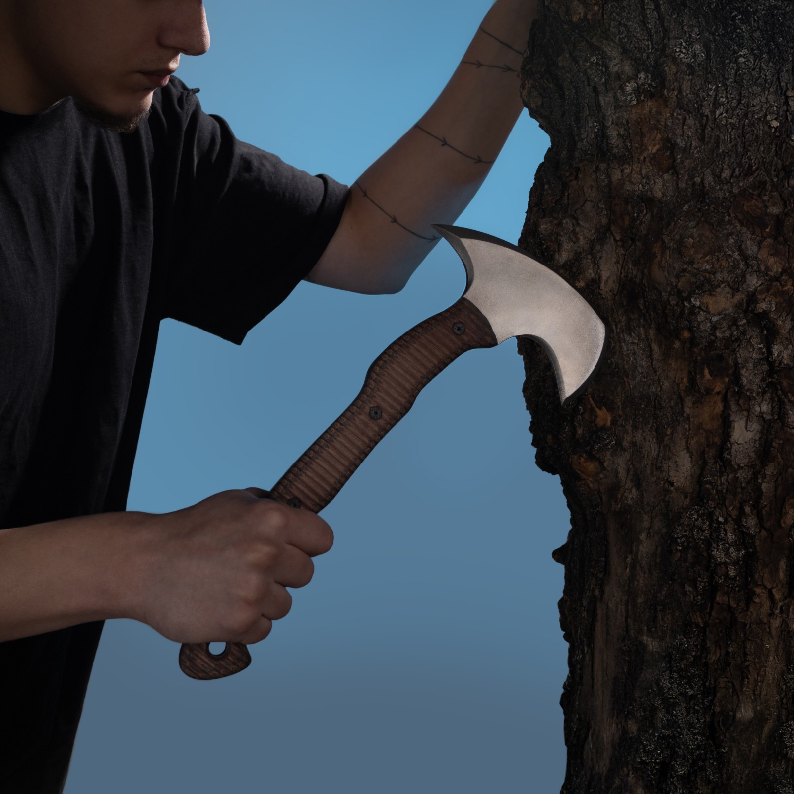 Tomahawk Axe Hand Forged Carbon Steel Camping Hatchet Bushcraft Full Tang 13 in