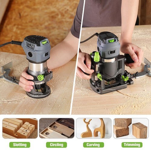 WORKPRO Compact Router Combo Kit 6.5 Amp Compact Router Fixed Base&Plunge Router
