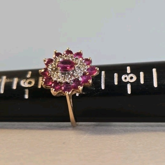 Tear Drop Pink 10k Gold Diamond Ring