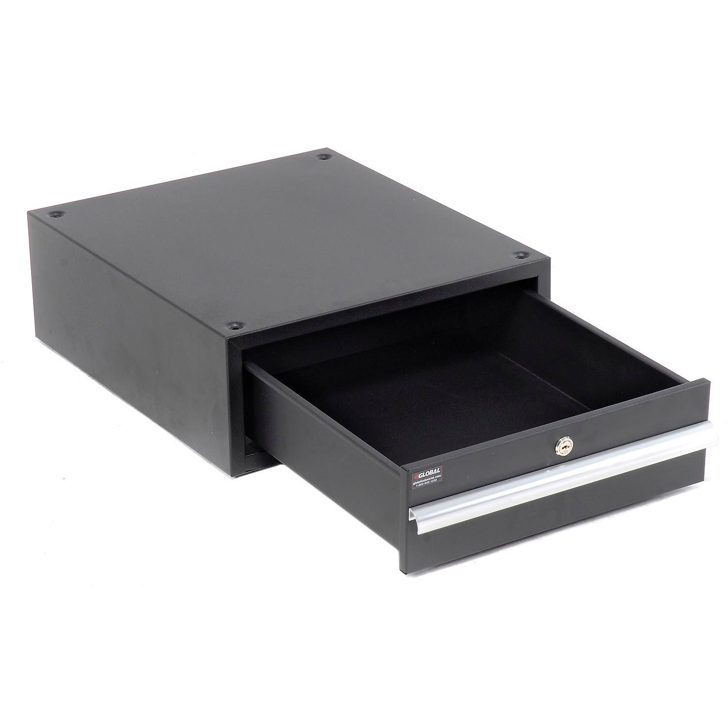 Global Industrial 6" H Steel Drawer W/ Cylinder Lock 17-1/4"W x 20"D Black