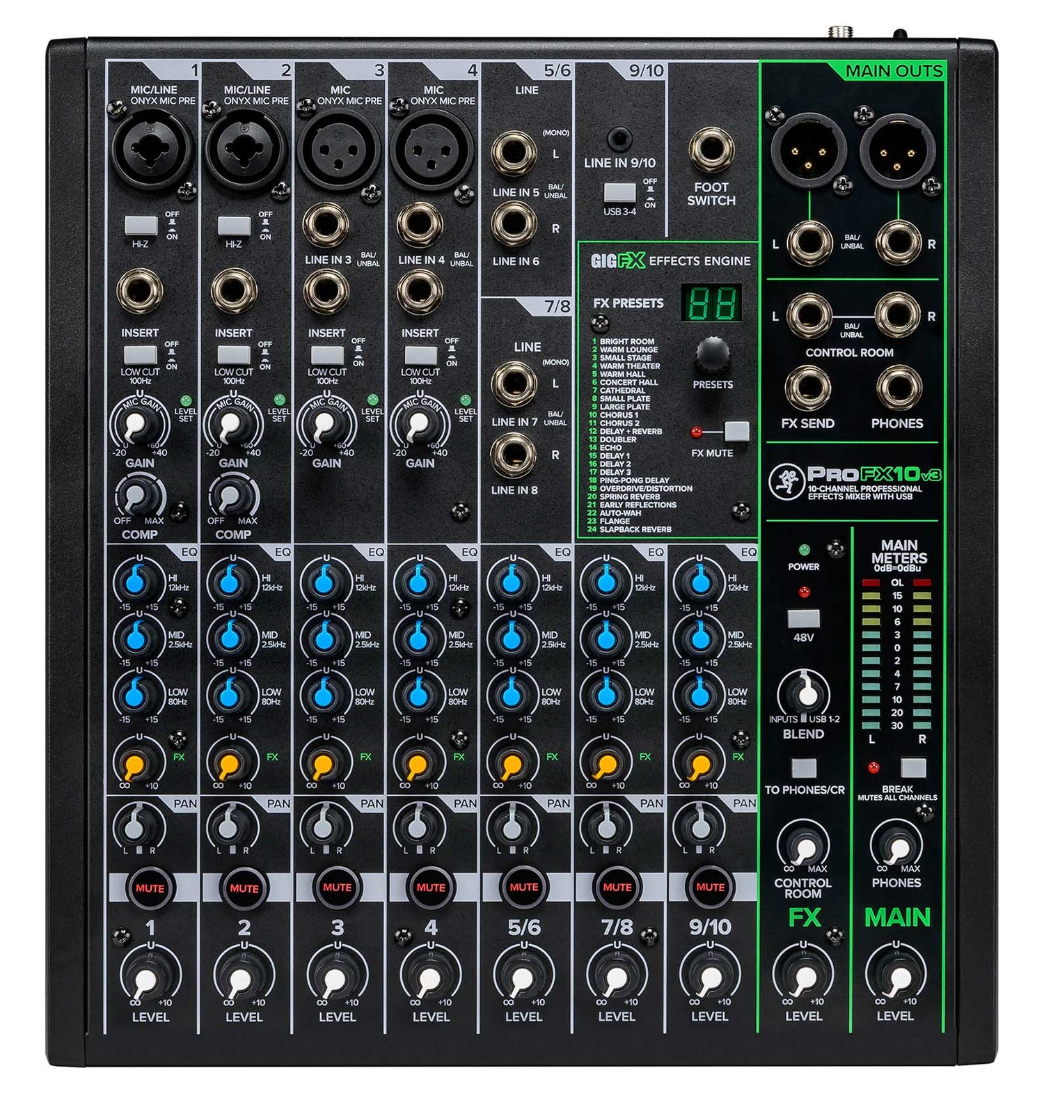 Mackie ProFX10v3 10-Channel Professional Effects Mixer w/USB ProFX10 v3