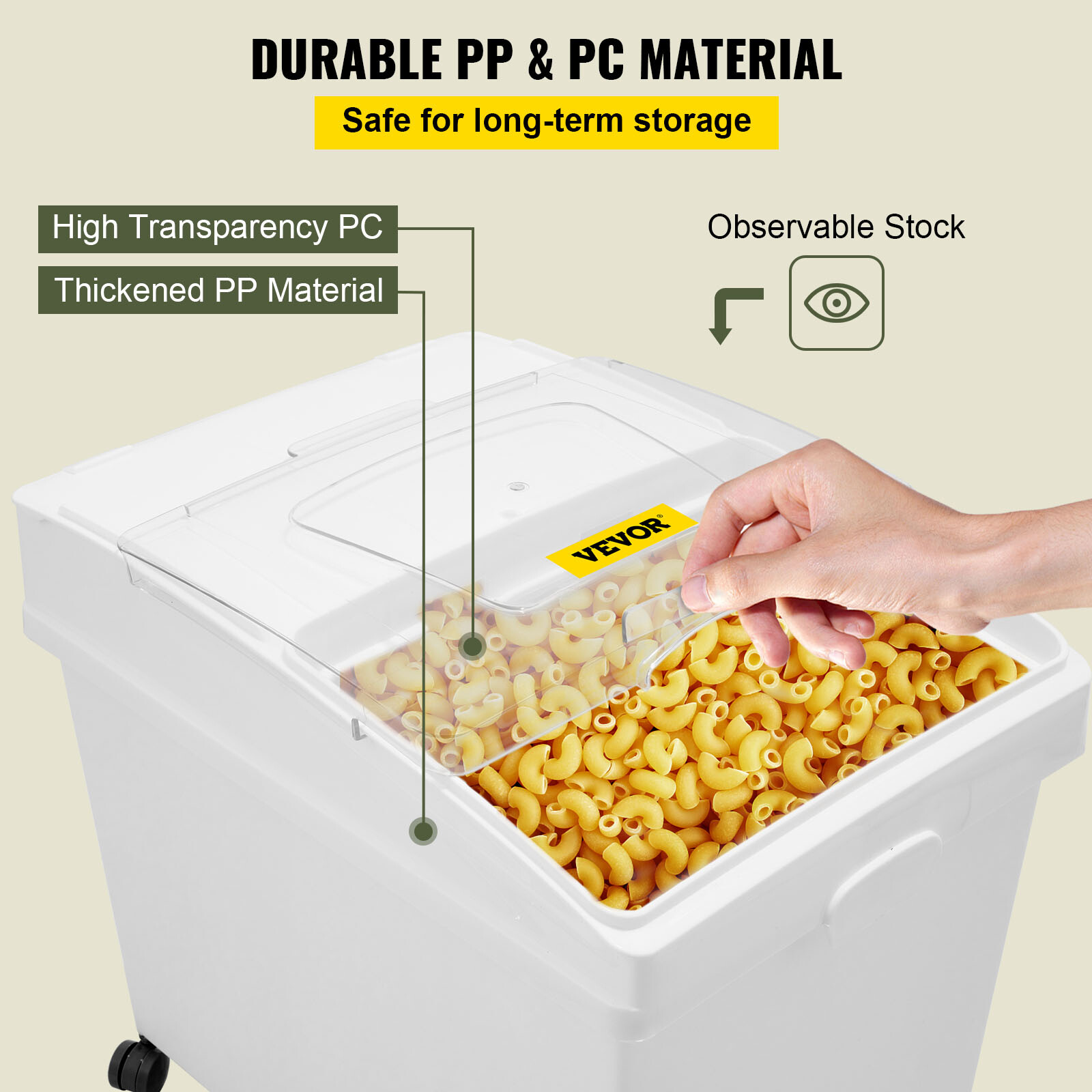 3X Ingredient Bins 10.5 Gal Ingredient Storage Bin Flour Bins On Wheels w/Scoop