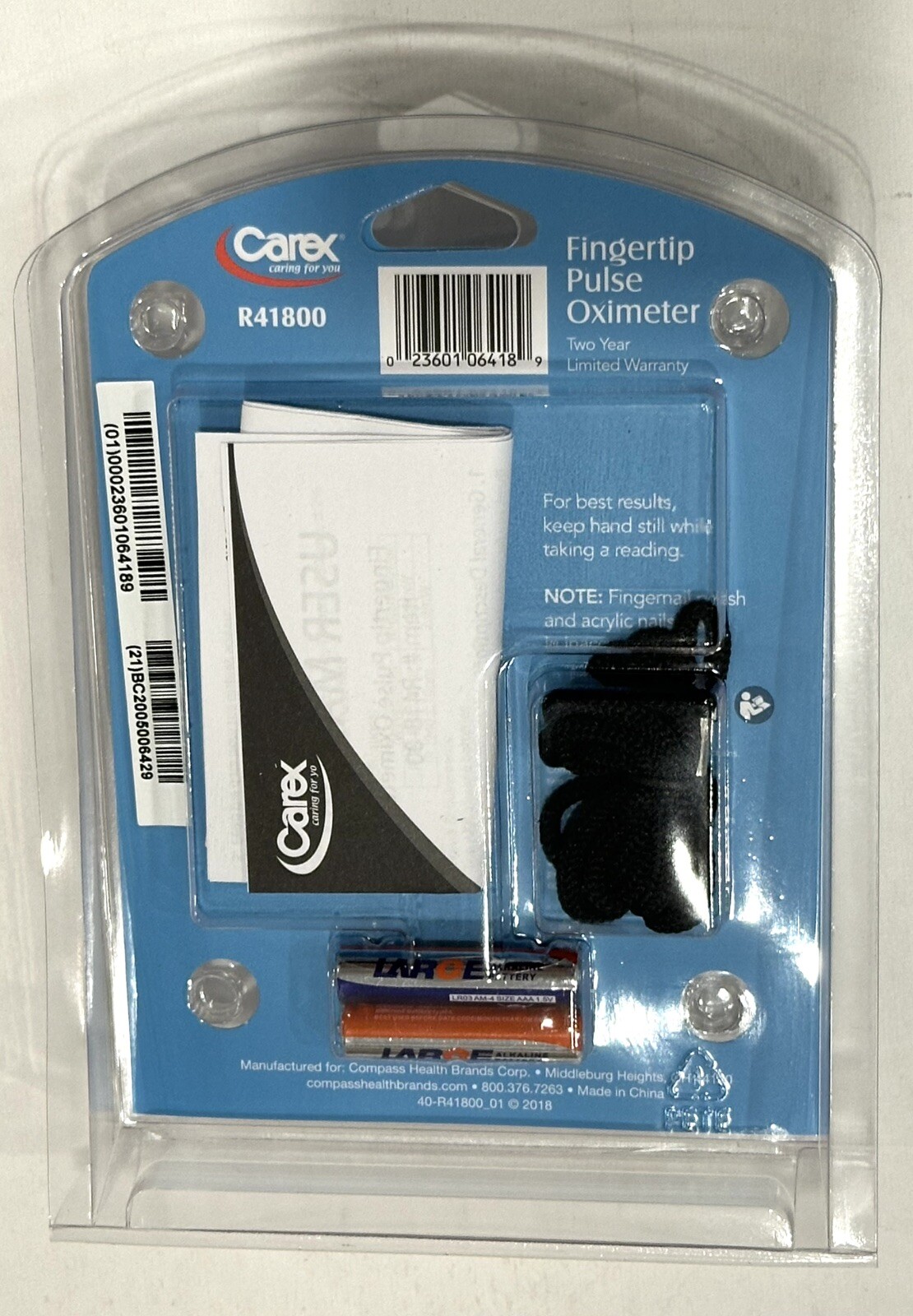 NEW Carex Finger Pulse Oximeter Oxygen Saturation Monitor Pulse Ox Fingertip