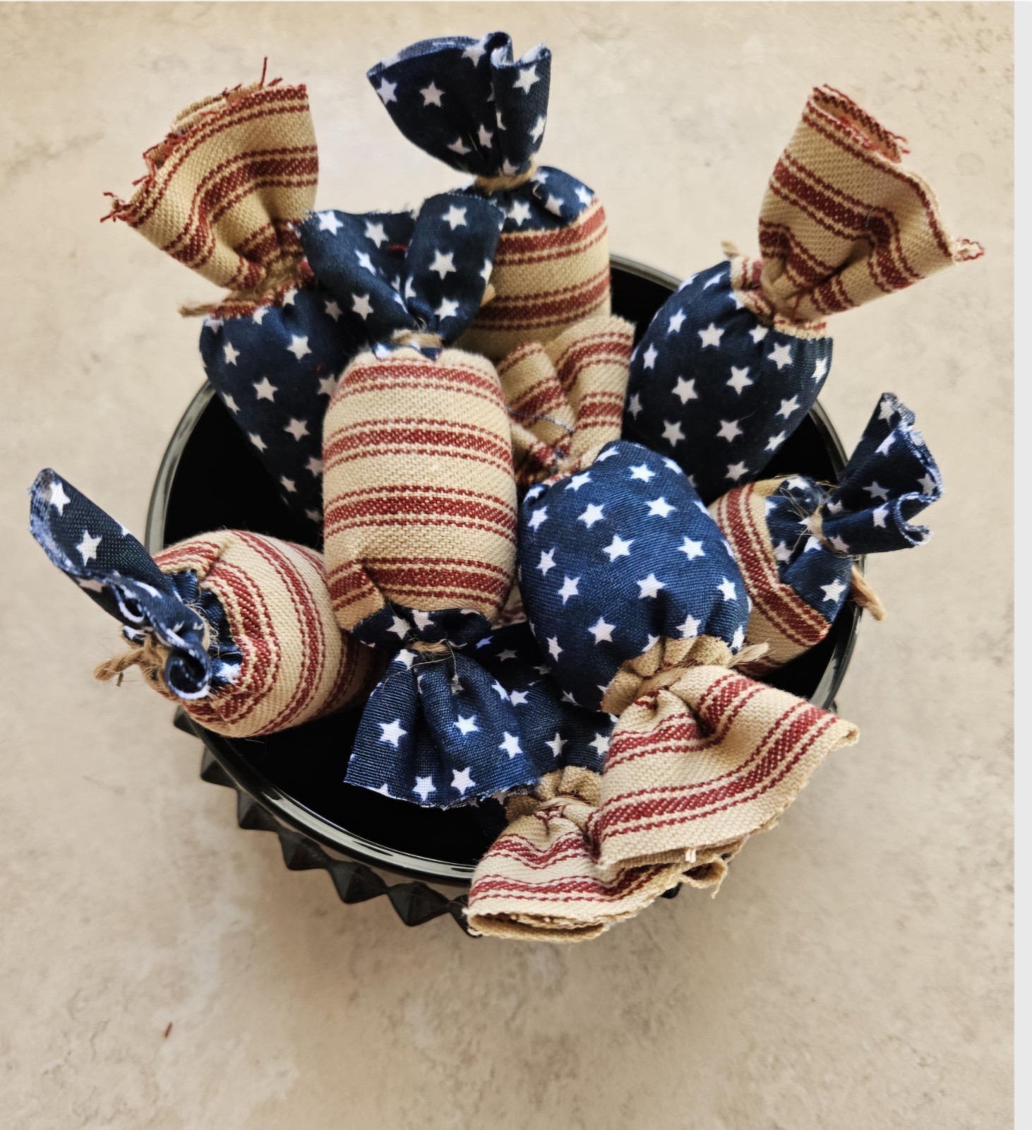 Bowl Filler Americana Patriotic Ornie Fabric 8 Pcs Candy Tier Tray Fabric Decor