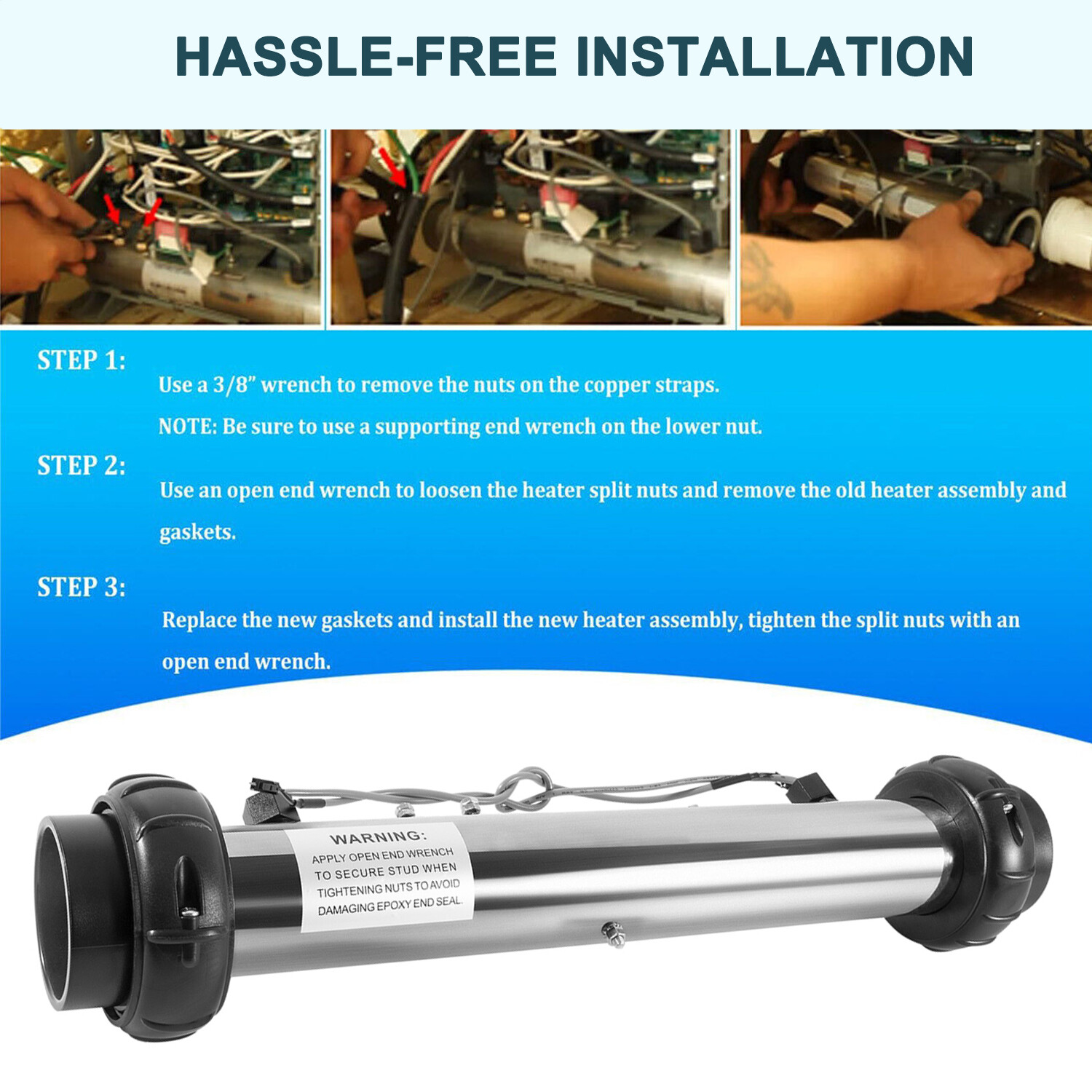 for Balboa 58083 M-7 Heater Assembly 15", 5.5 kW 240V/120V, with Studs & Sensors