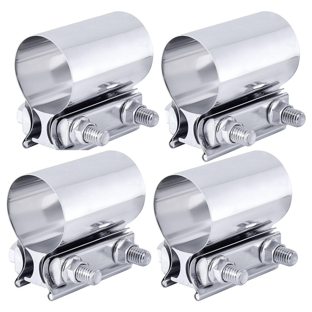 4x Exhaust Clamp 3Inch Butt Joint Exhaust Muffler Clamp Band For Pipe Connection