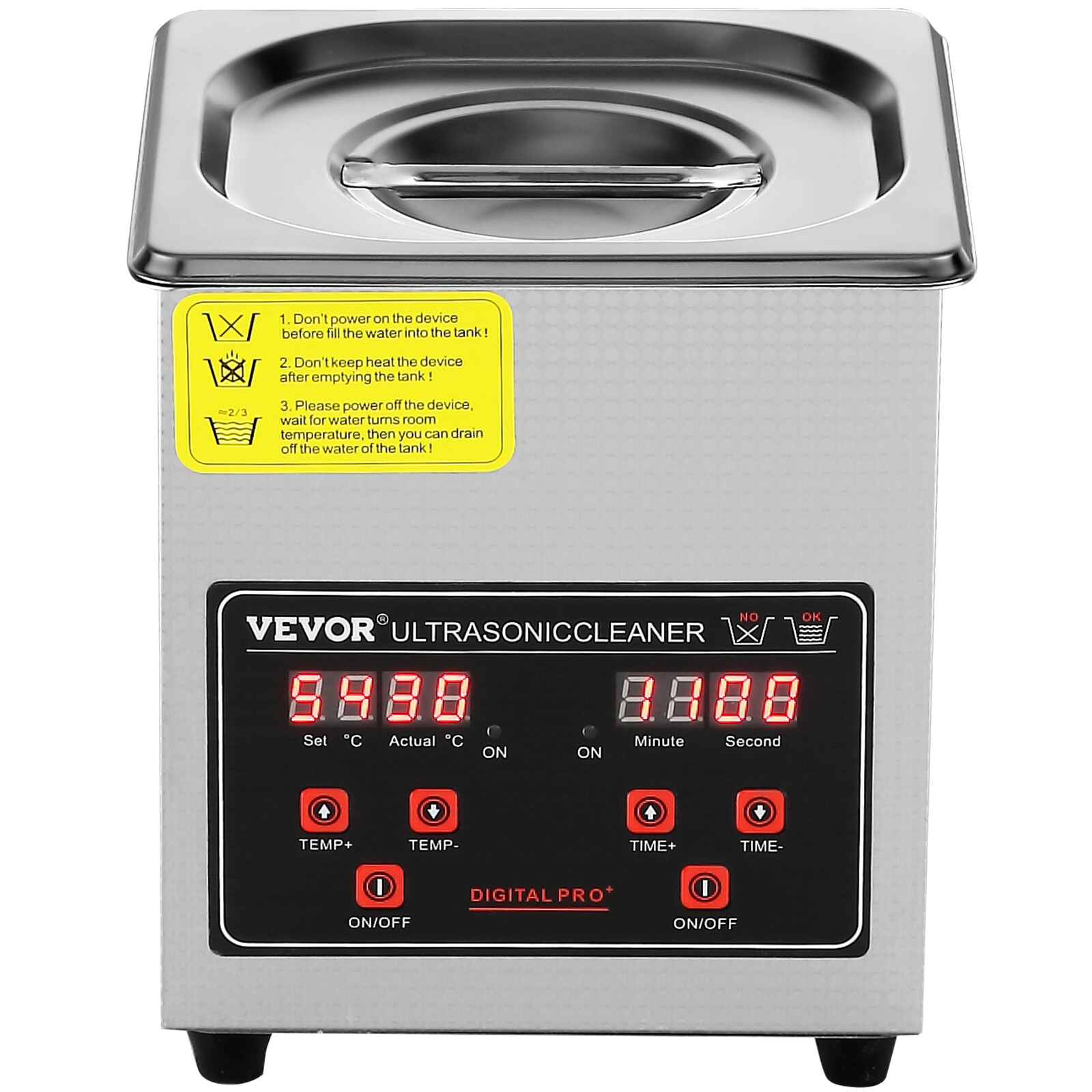VEVOR 2L Ultrasonic Cleaner with Timer Heating Machine Digital Sonic Cleaner