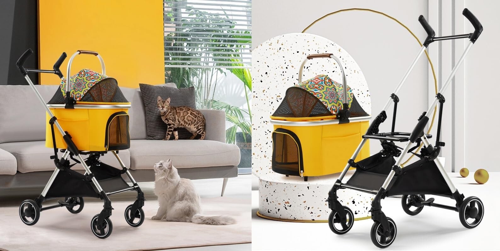 3 in 1 Multifunction Foldable Pet Stroller for Dog and Cat + Carrier + Car Seat