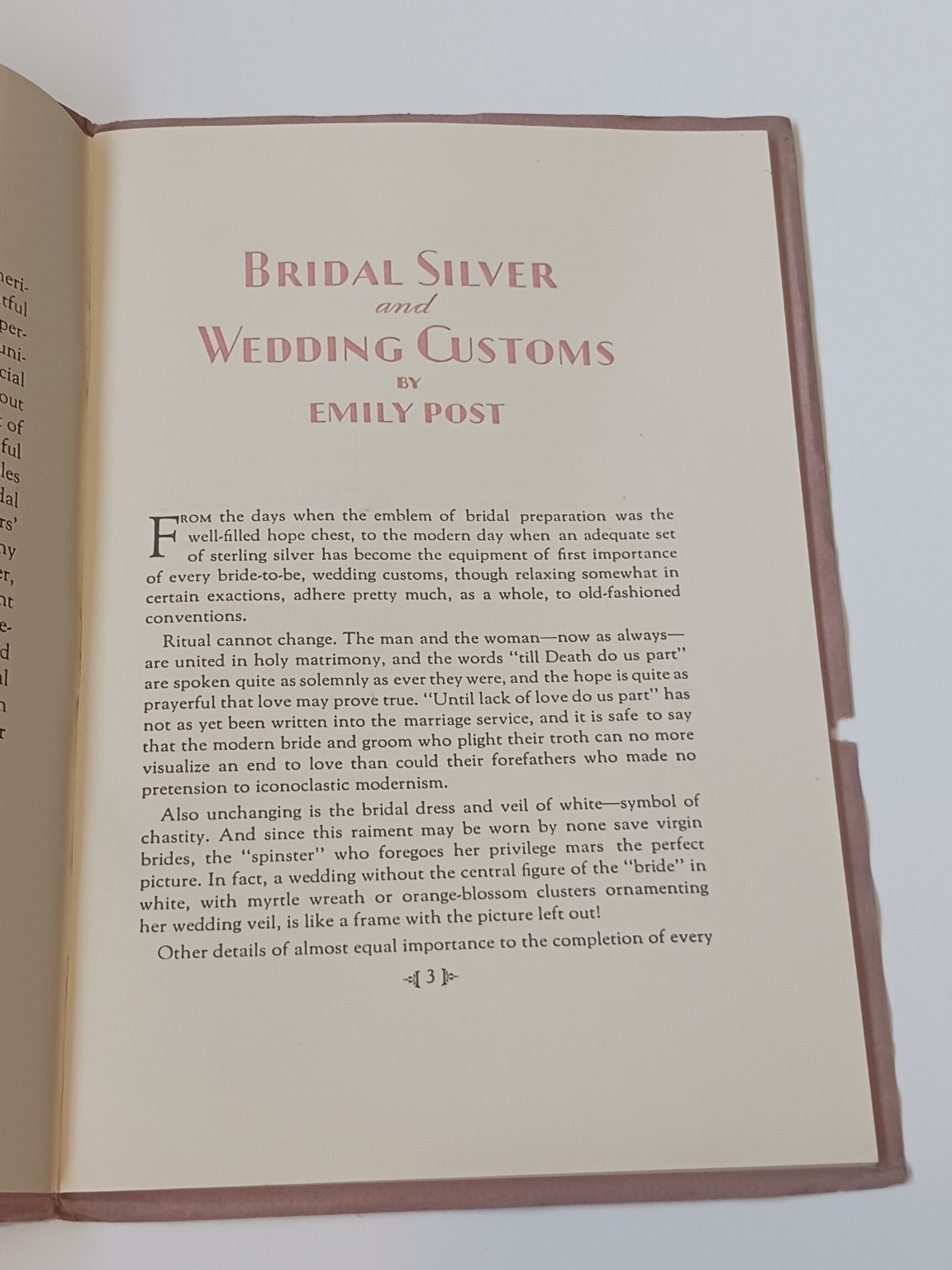 1929 Emily Post Bridal Silver and Wedding Customs Booklet Towle Guide