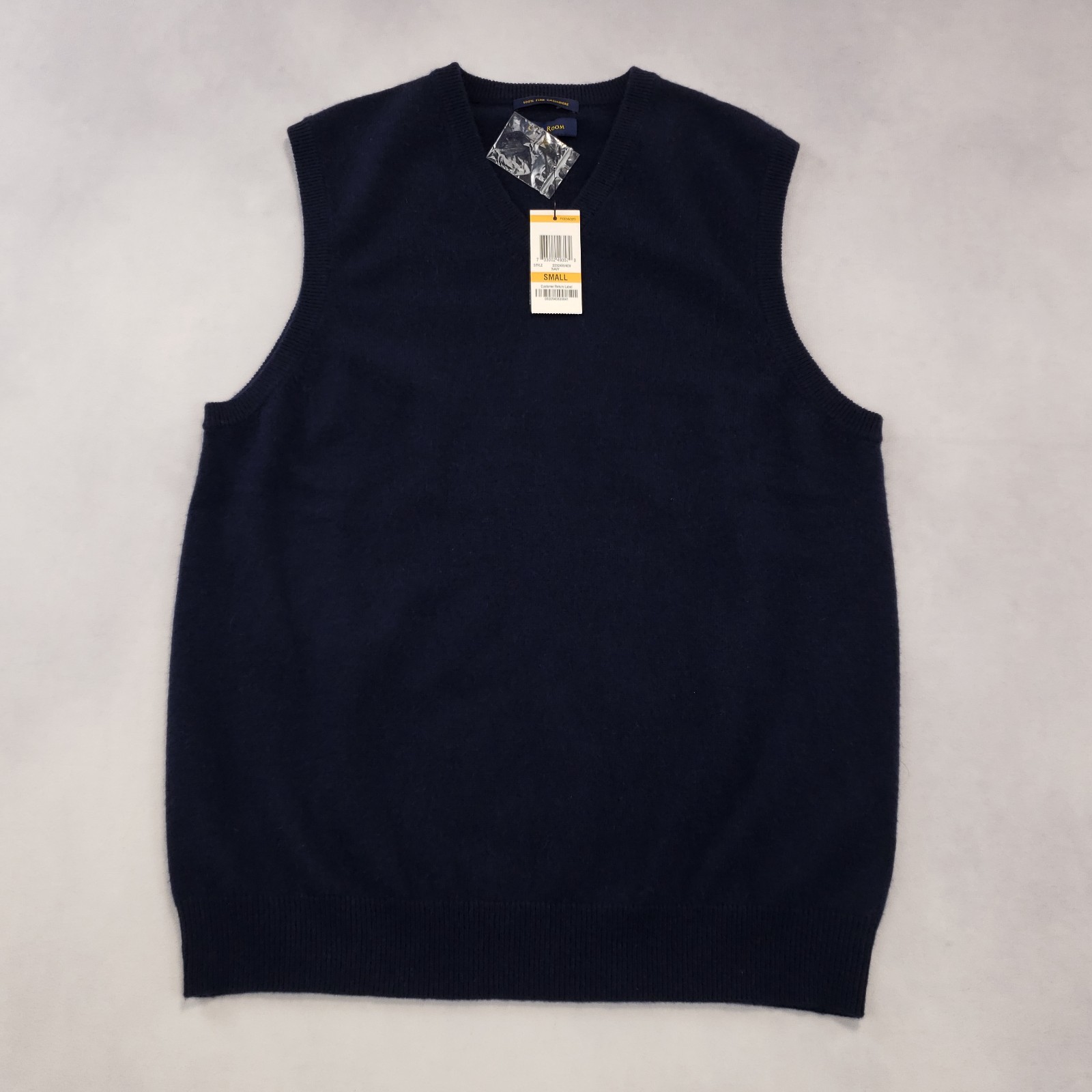 Club Room Cashmere Sweater Vest Men Size Small Navy Blue 100% Fine Cashmere NEW