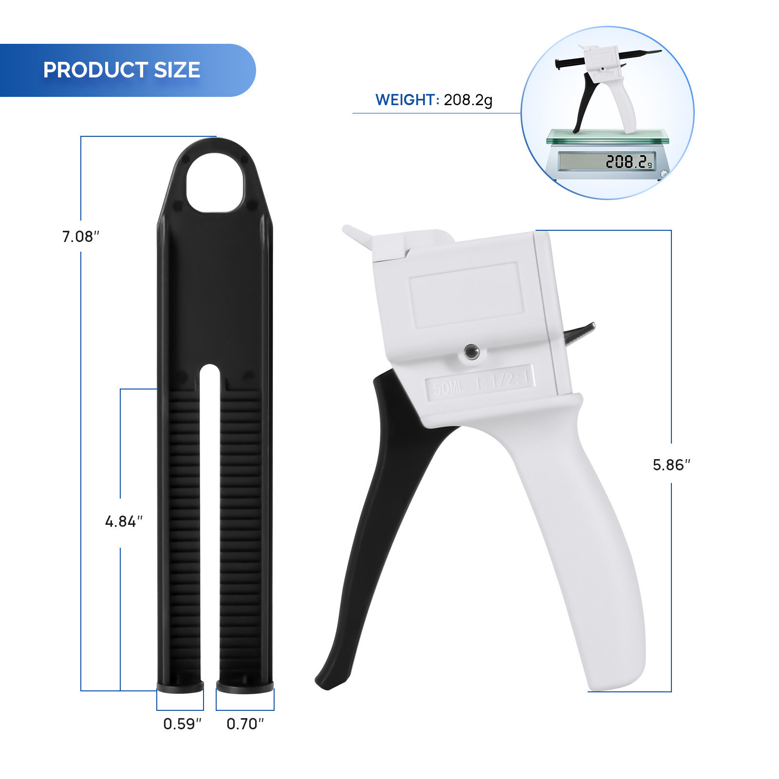 Dental Impression Materials Mixing Dispensing Dispenser Gun 1:1 / 2:1 50ml