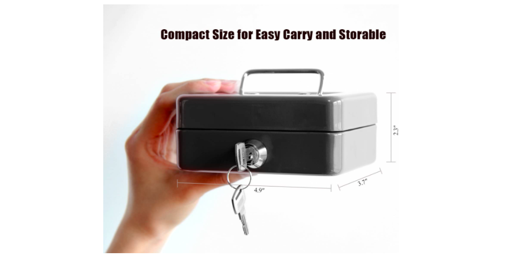Small Fireproof Security Box Safe Chest Key Lock Money Document Cash Jewelry Gun