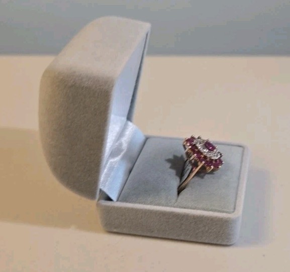 Tear Drop Pink 10k Gold Diamond Ring