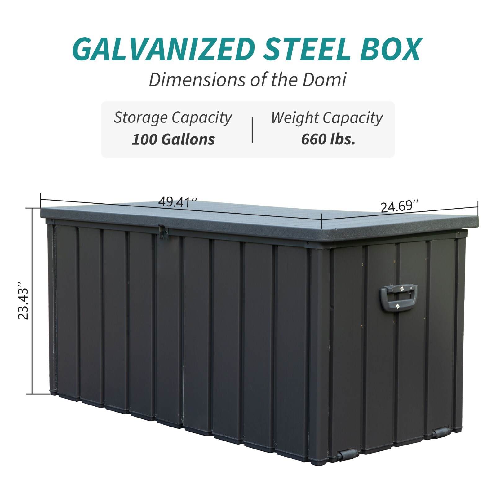 Domi Outdoor Storage Deck Box 100 Gallons Water Resistant Lockable with Wheels