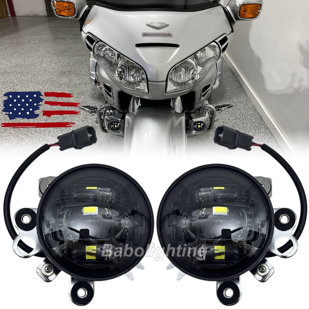 Black LED Driving Fog Lights For Honda Goldwing GL1800 2001-2010 Fog Lamps 2PCS