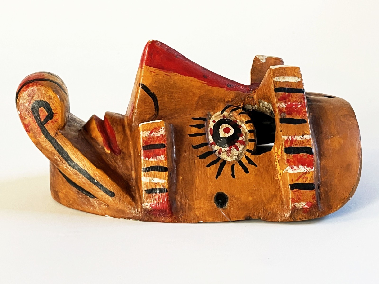 VTG MEXICAN GUERRERO FOLK ART HAND CARVED WOOD MORO CHINO CULTURAL DANCE MASK