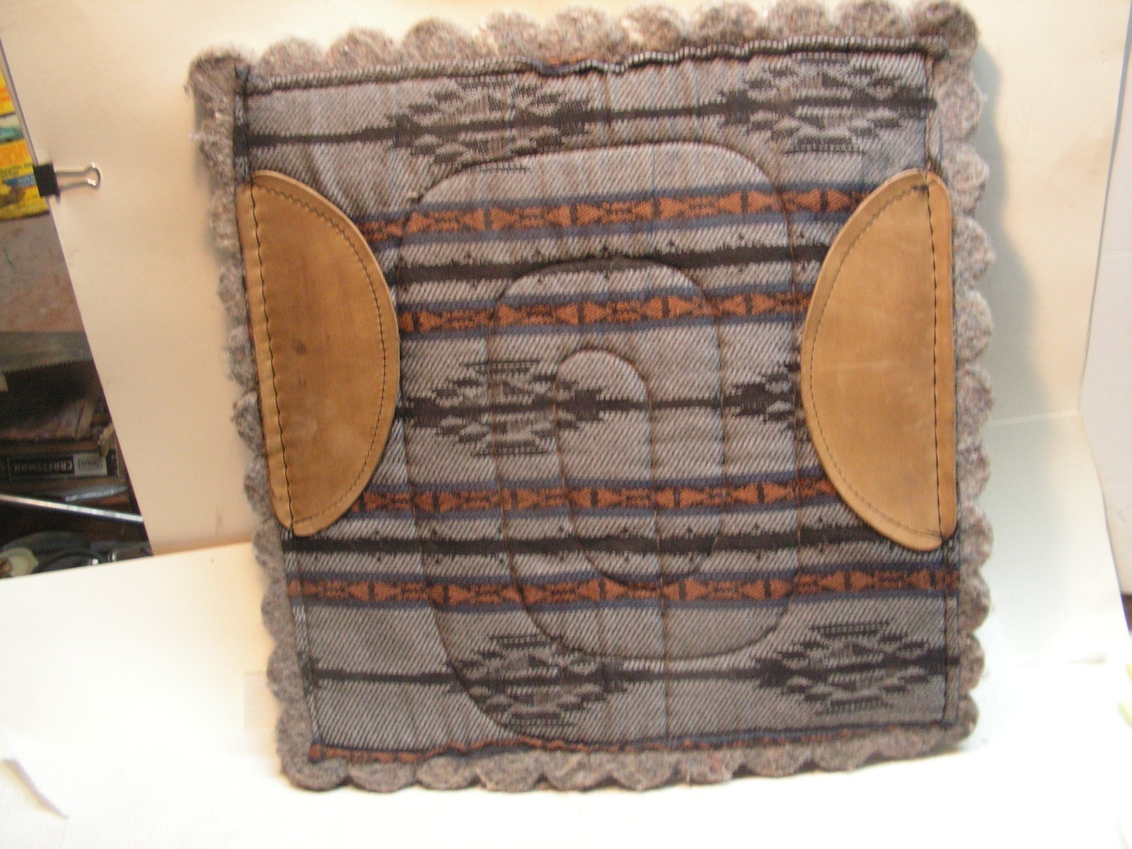 Vintage Saddle Pad Blanket Small Pony Southwestern 16 1/2" x 16" X 7/8" Leather